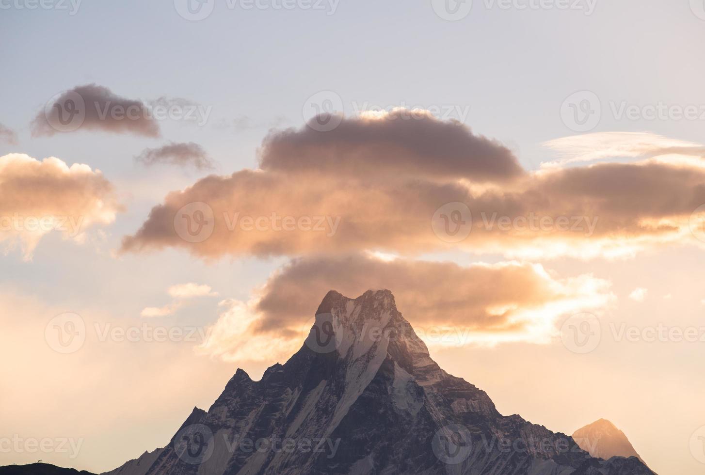 Machapuchare mountain or Mt.Fish tail one of the iconic peak in Annapurna conservation area of Nepal. photo