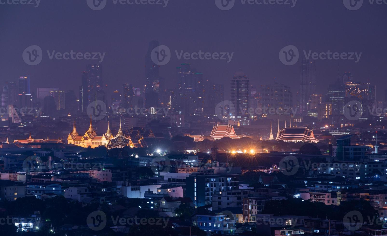 The beautiful scenery of Bangkok the capital cities of Thailand in the night time. photo