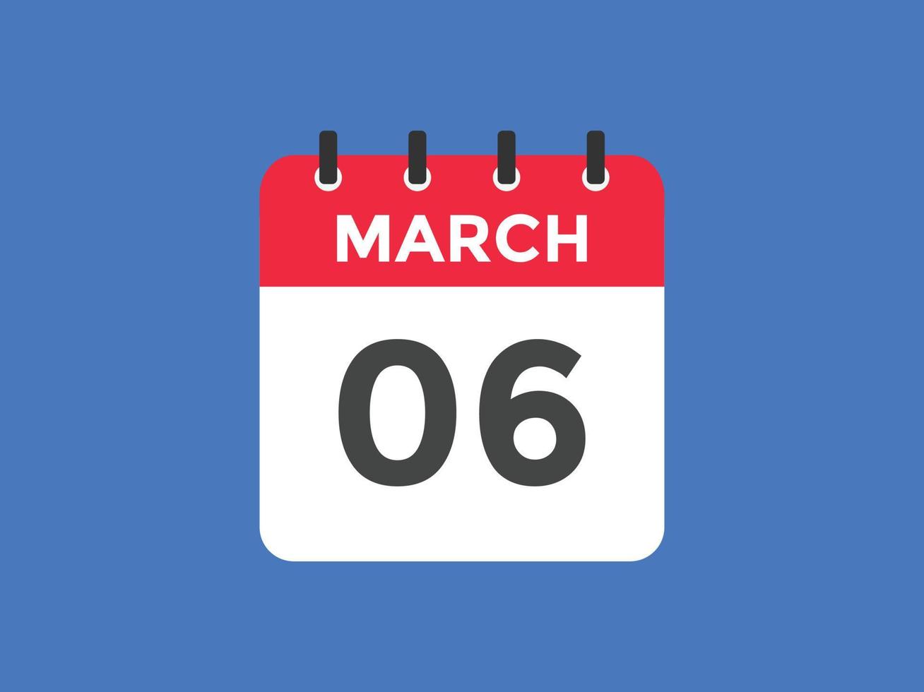march 6 calendar reminder. 6th march daily calendar icon template ...