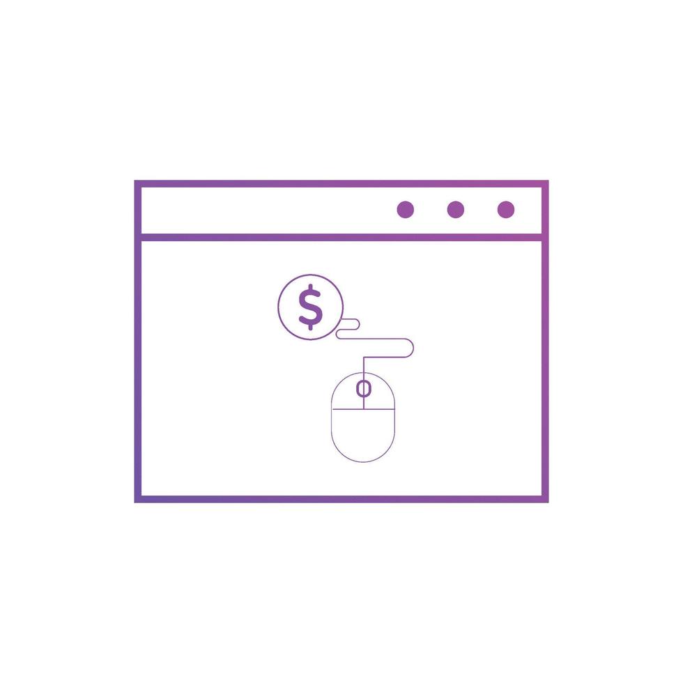 iconos de pago por clic. concepto de seo, cobro de pagos y diseño web. icono de ppc vector