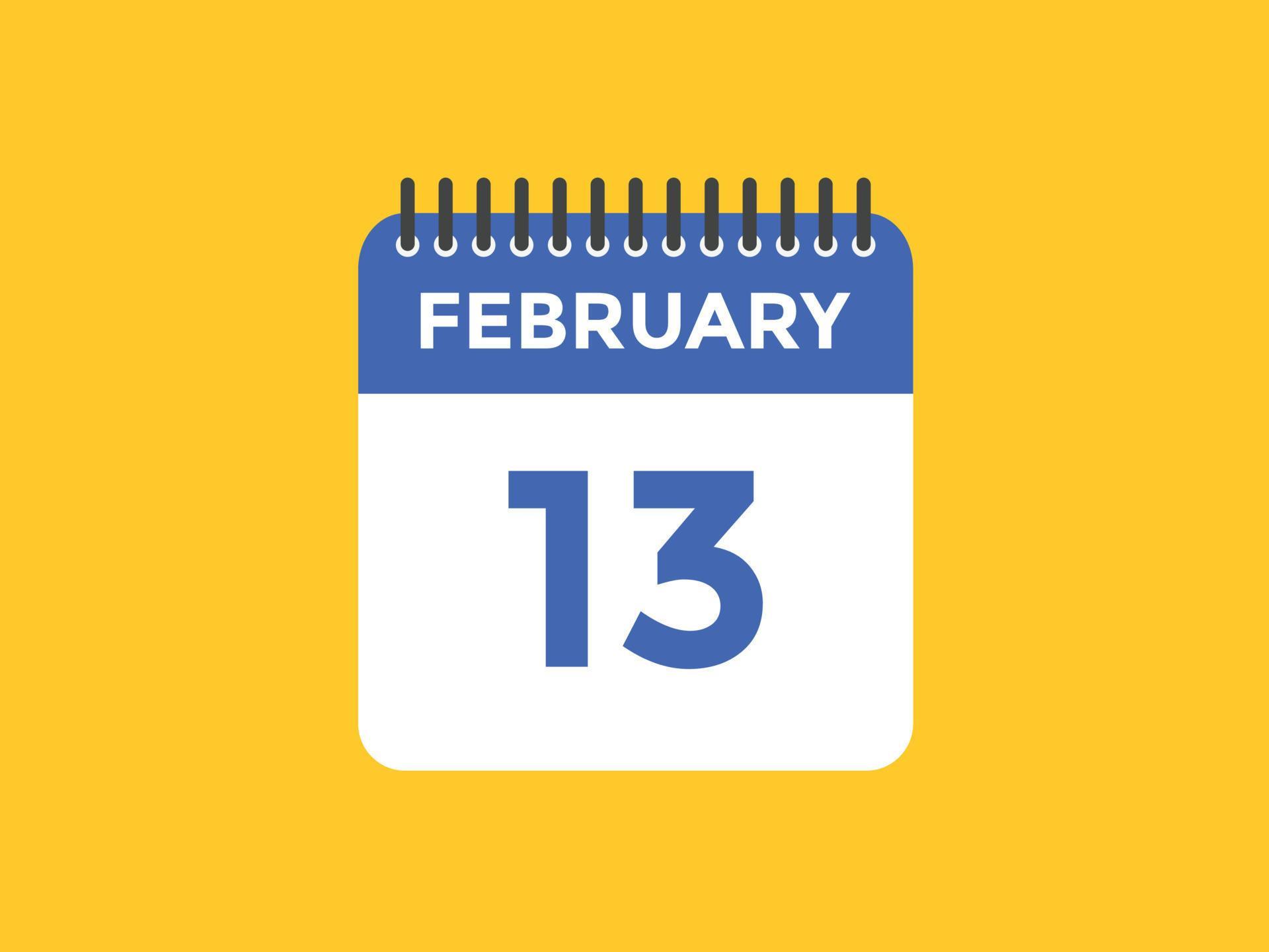 february 13 calendar reminder. 13th february daily calendar icon