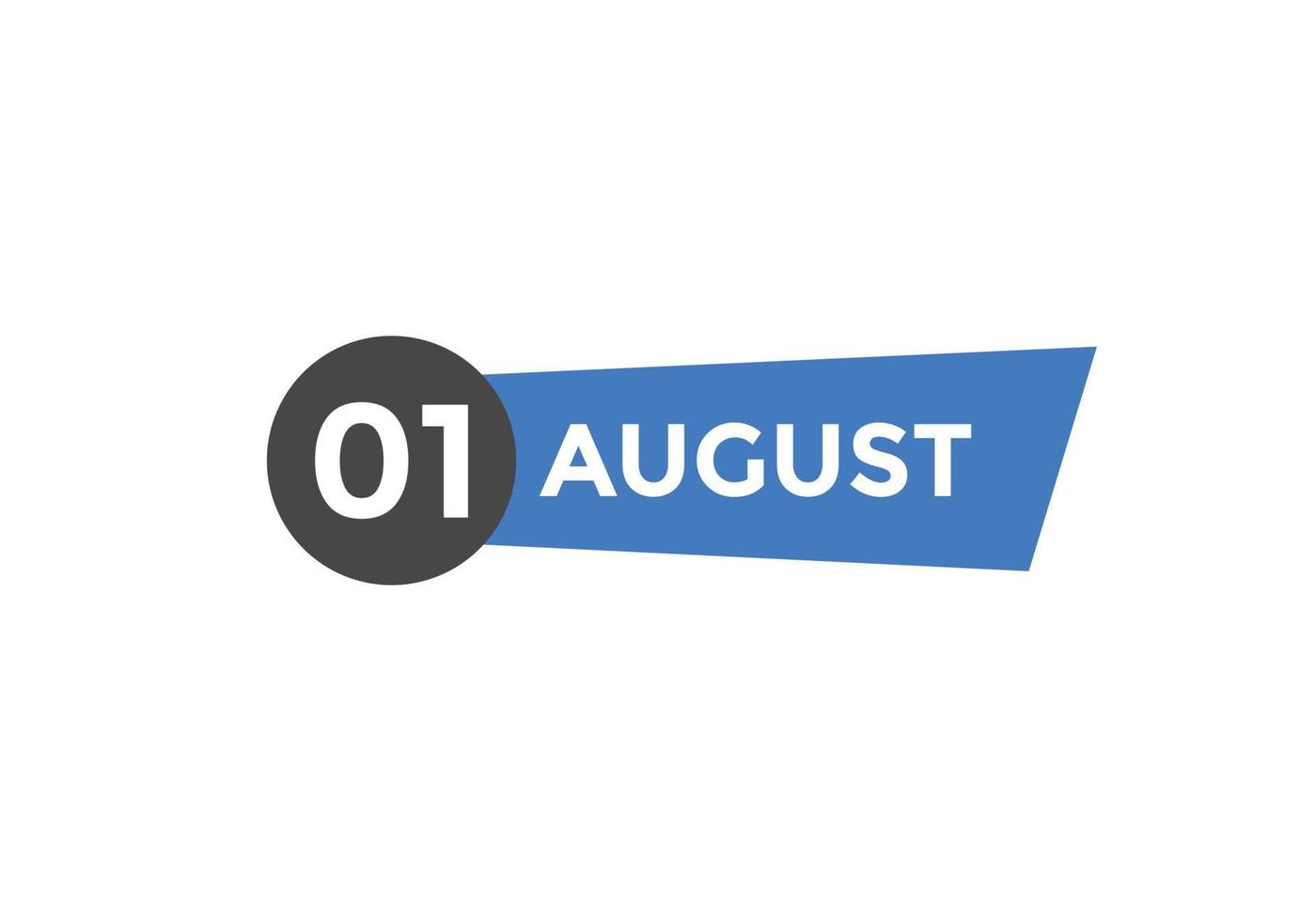 Recordatorio del calendario del 1 de agosto. Plantilla de icono de calendario diario del 1 de agosto. plantilla de diseño de icono de calendario 1 de agosto. ilustración vectorial vector
