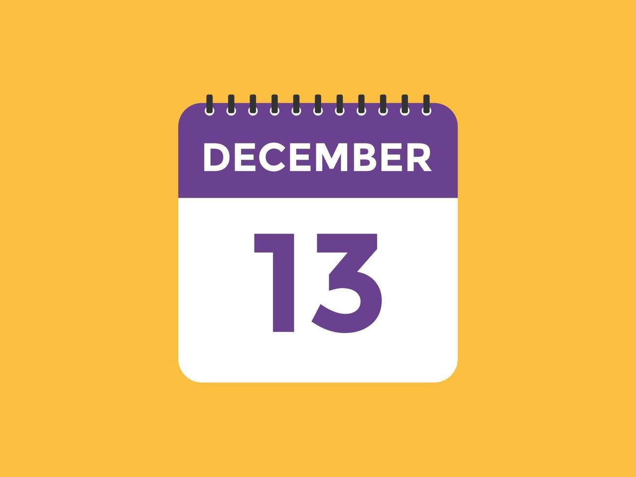 december 13 calendar reminder. 13th december daily calendar icon template. Calendar 13th december icon Design template. Vector illustration