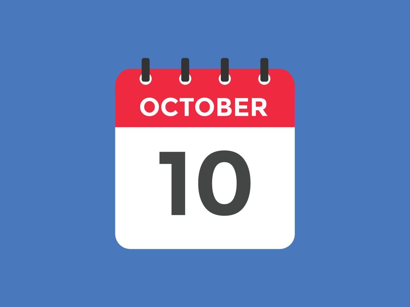 Recordatorio del calendario del 10 de octubre. Plantilla de icono de calendario diario del 10 de octubre. plantilla de diseño de icono de calendario 10 de octubre. ilustración vectorial vector