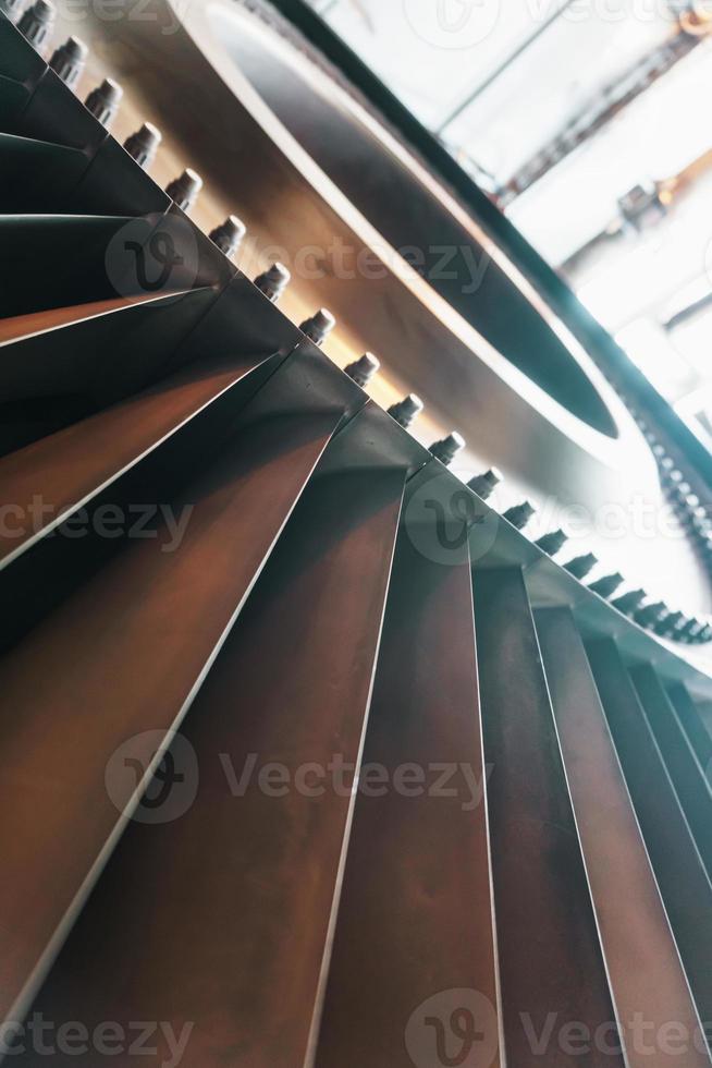 The blades of the gas turbine engine on the rotor disk. photo