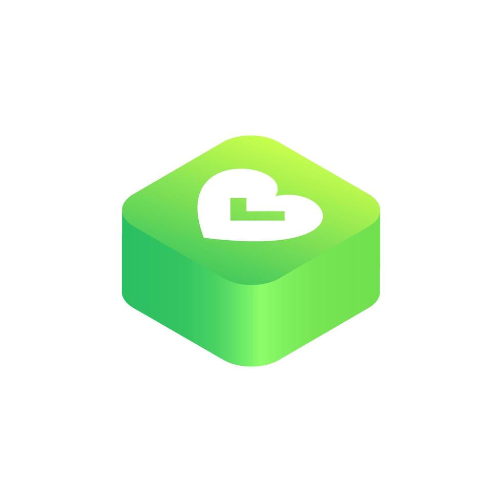 heart and tick icon, isometric design vector