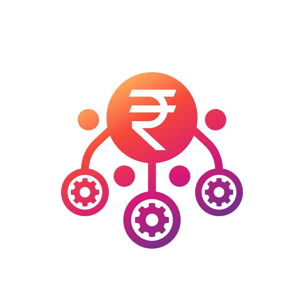 operational costs optimization icon with indian rupee vector