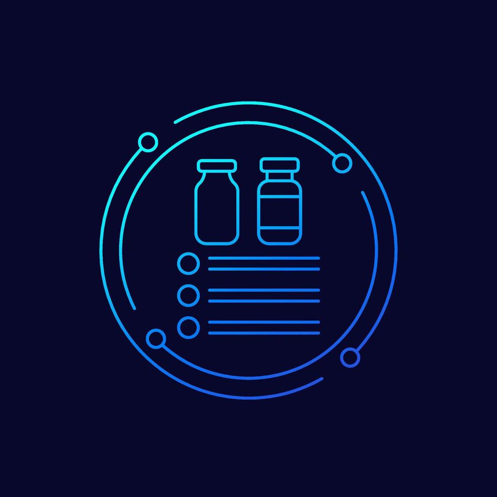 vaccine selection line icon on dark vector