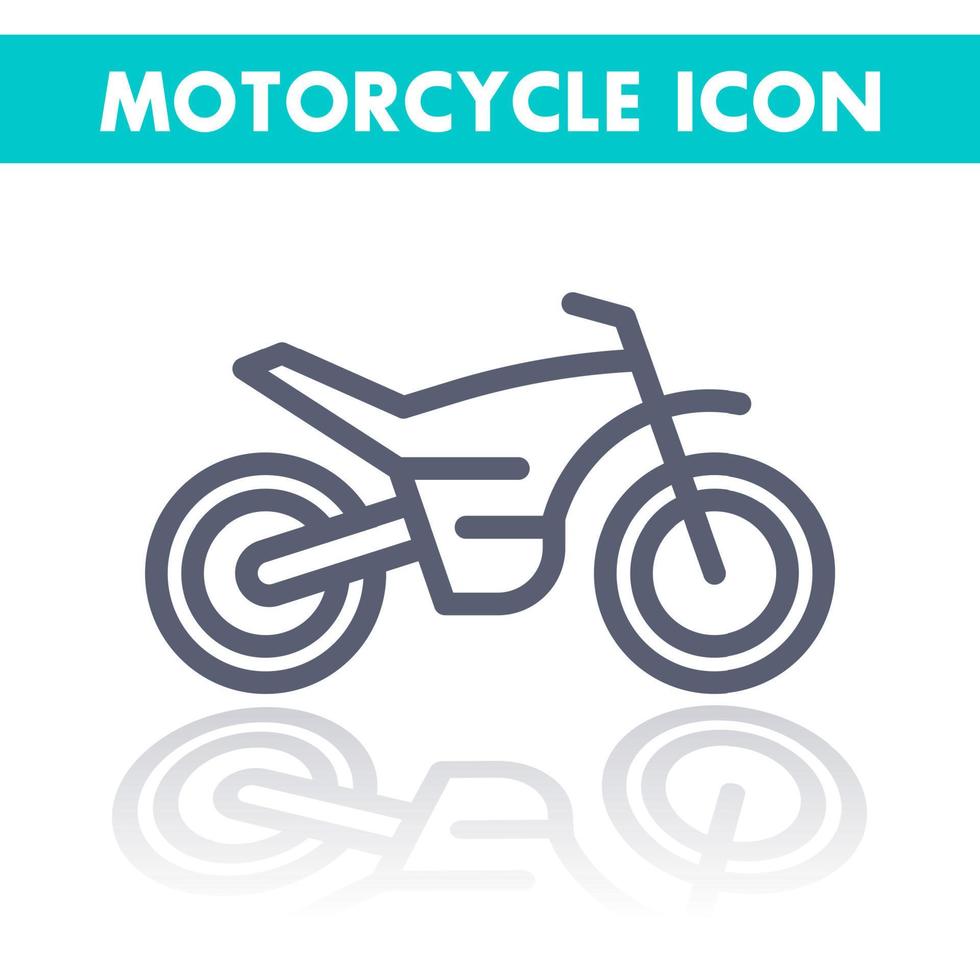 bicicleta todoterreno, icono lineal de motocicleta, pictograma de motocross, icono de línea aislado en blanco, ilustración vectorial vector