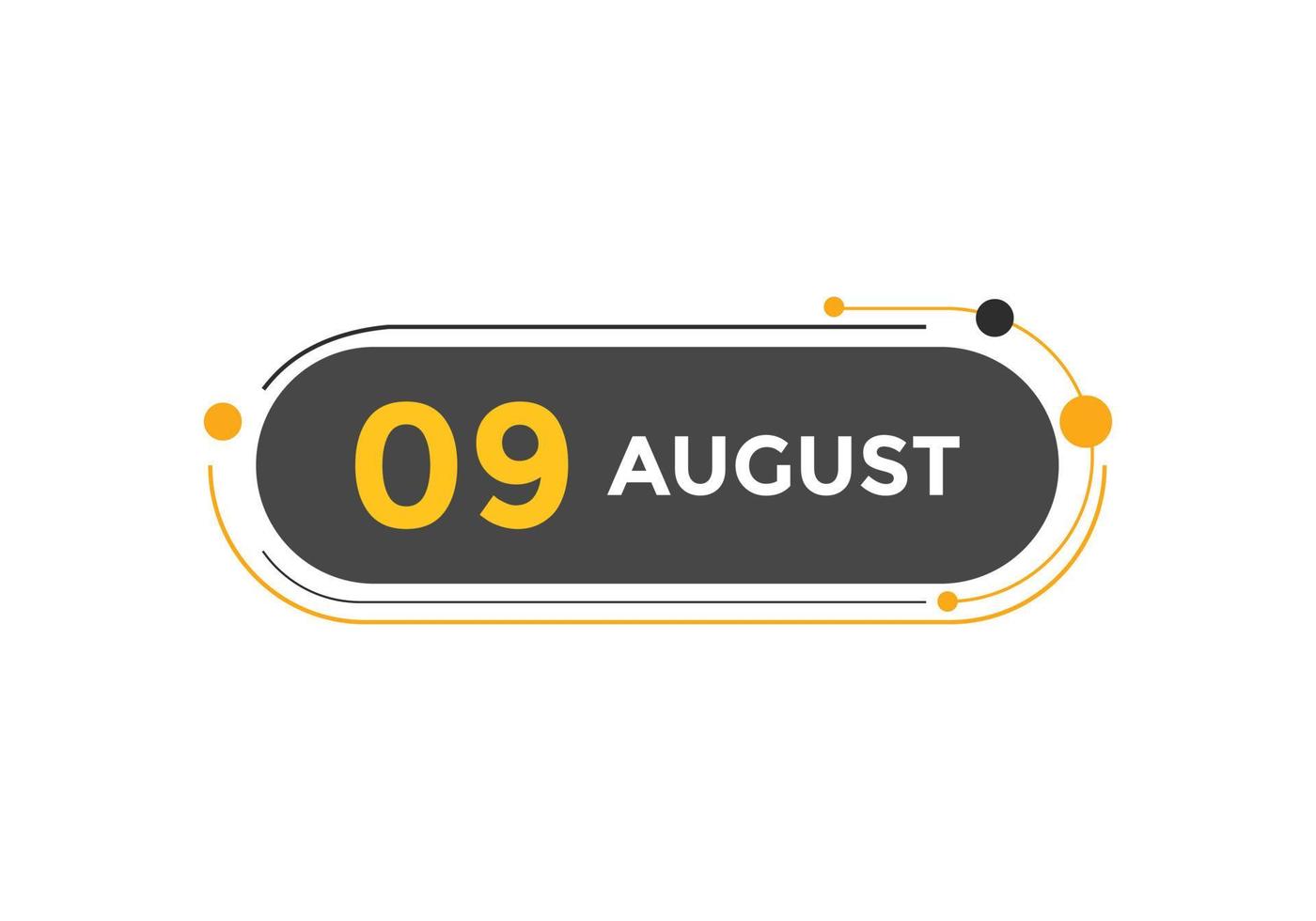 august 9 calendar reminder. 9th august daily calendar icon template. Calendar 9th august icon Design template. Vector illustration