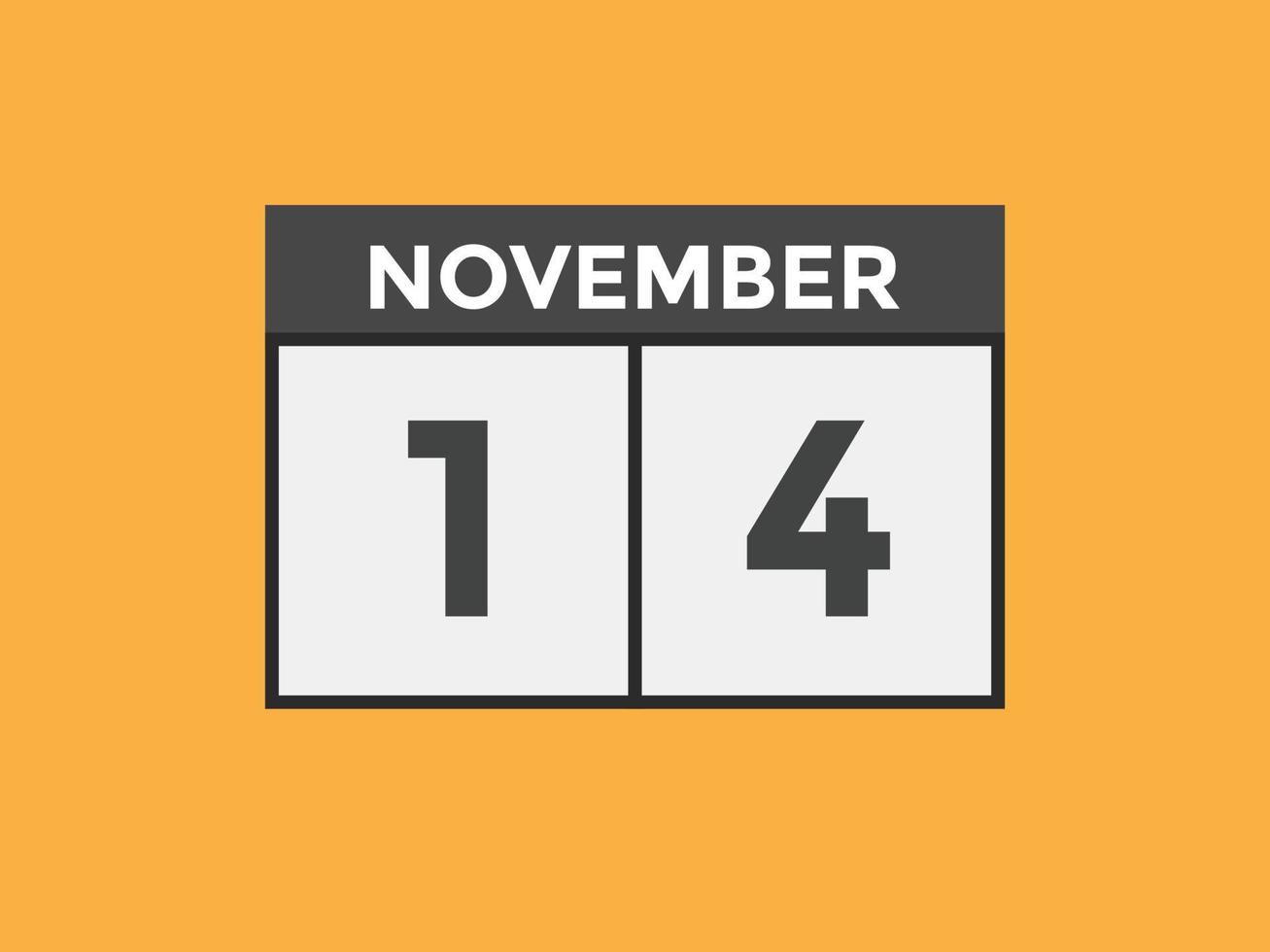 november 14 calendar reminder. 14th november daily calendar icon template. Calendar 14th november icon Design template. Vector illustration