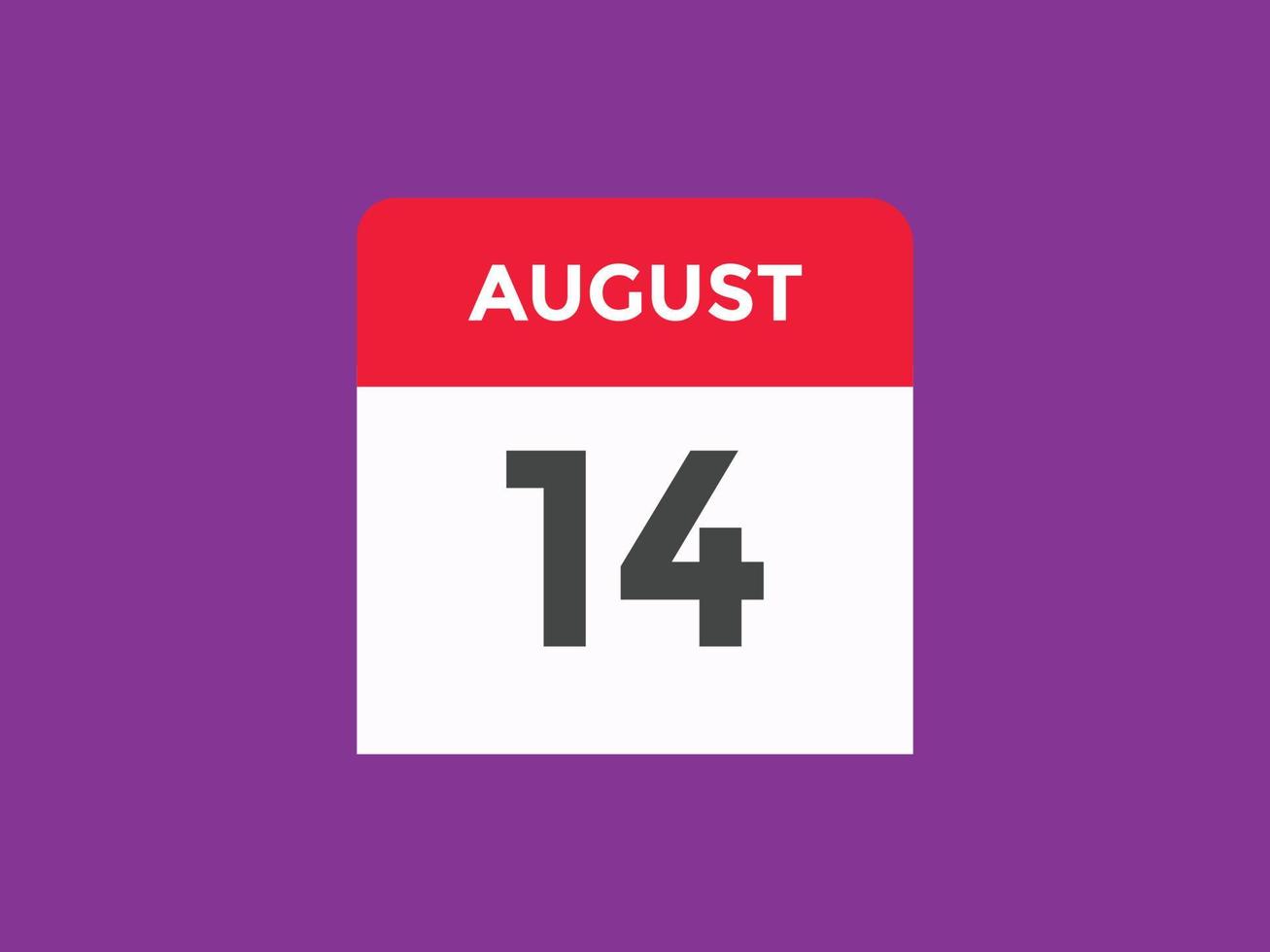 august 14 calendar reminder. 14th august daily calendar icon template. Calendar 14th august icon Design template. Vector illustration