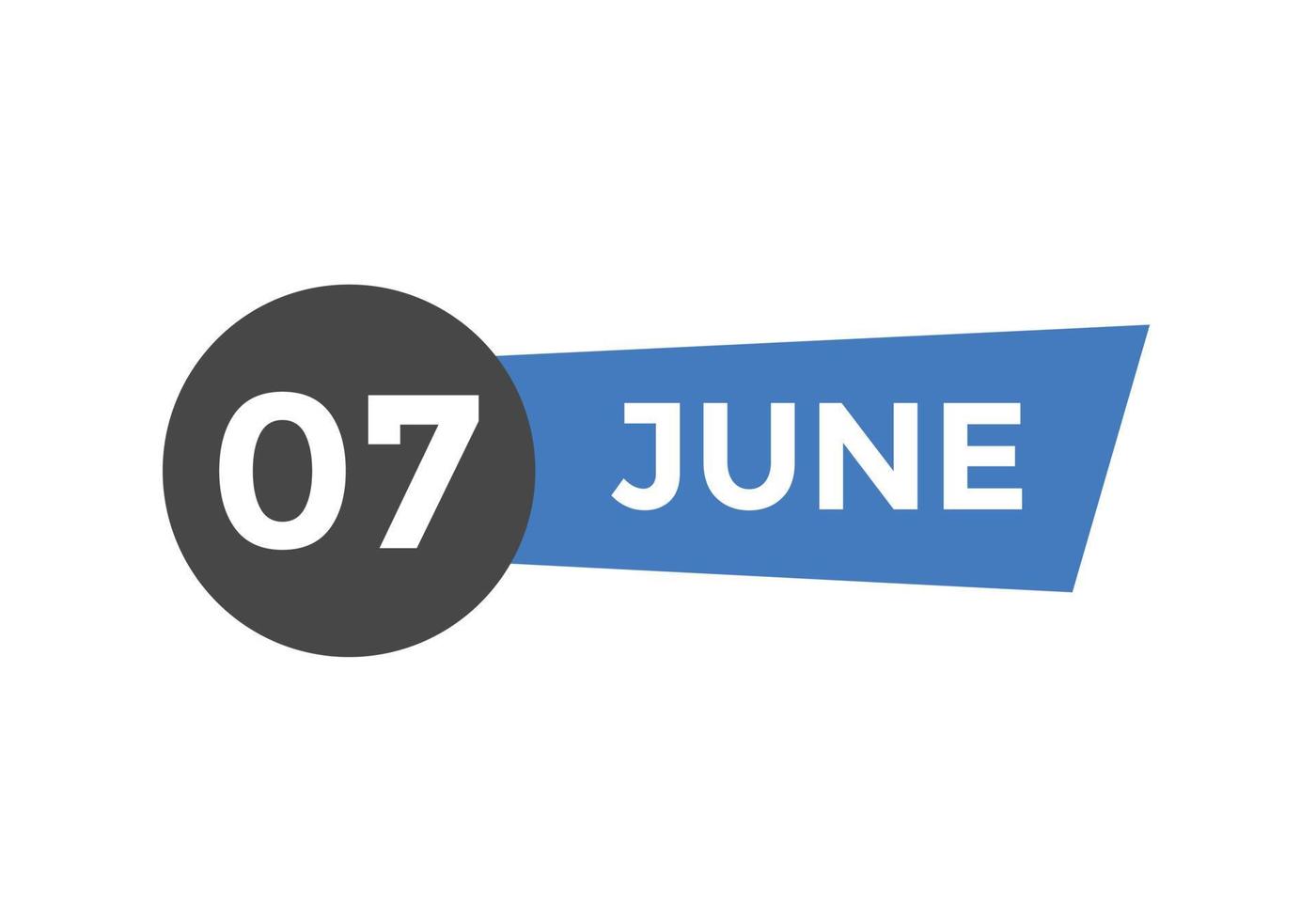 june 7 calendar reminder. 7th june daily calendar icon template. Calendar 7th june icon Design template. Vector illustration