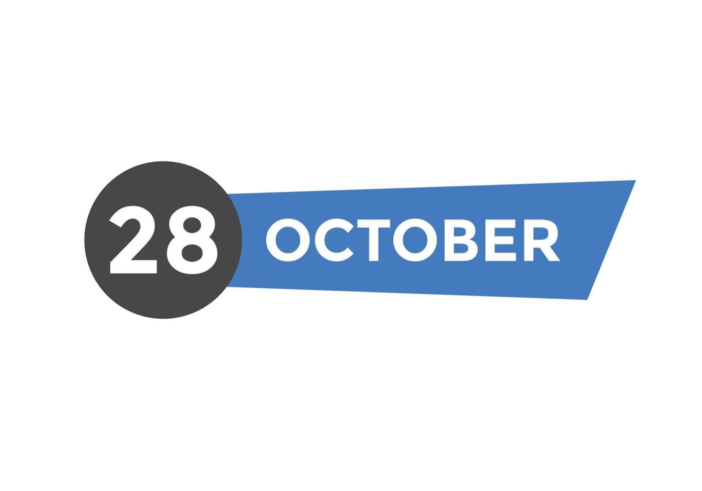Recordatorio del calendario del 28 de octubre. Plantilla de icono de calendario diario del 28 de octubre. plantilla de diseño de icono de calendario 28 de octubre. ilustración vectorial vector