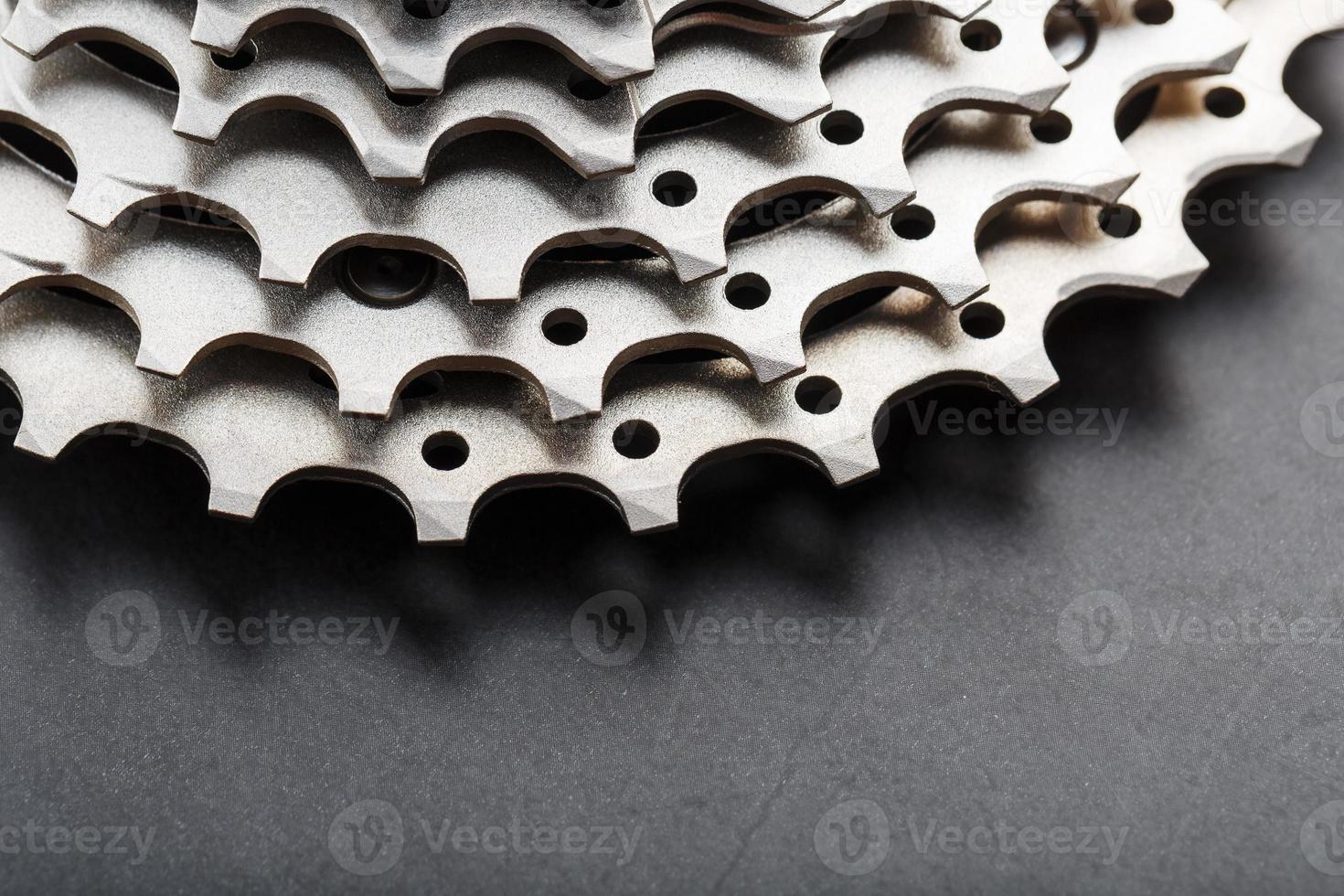 Stars and teeth of a bicycle cassette close-up photo