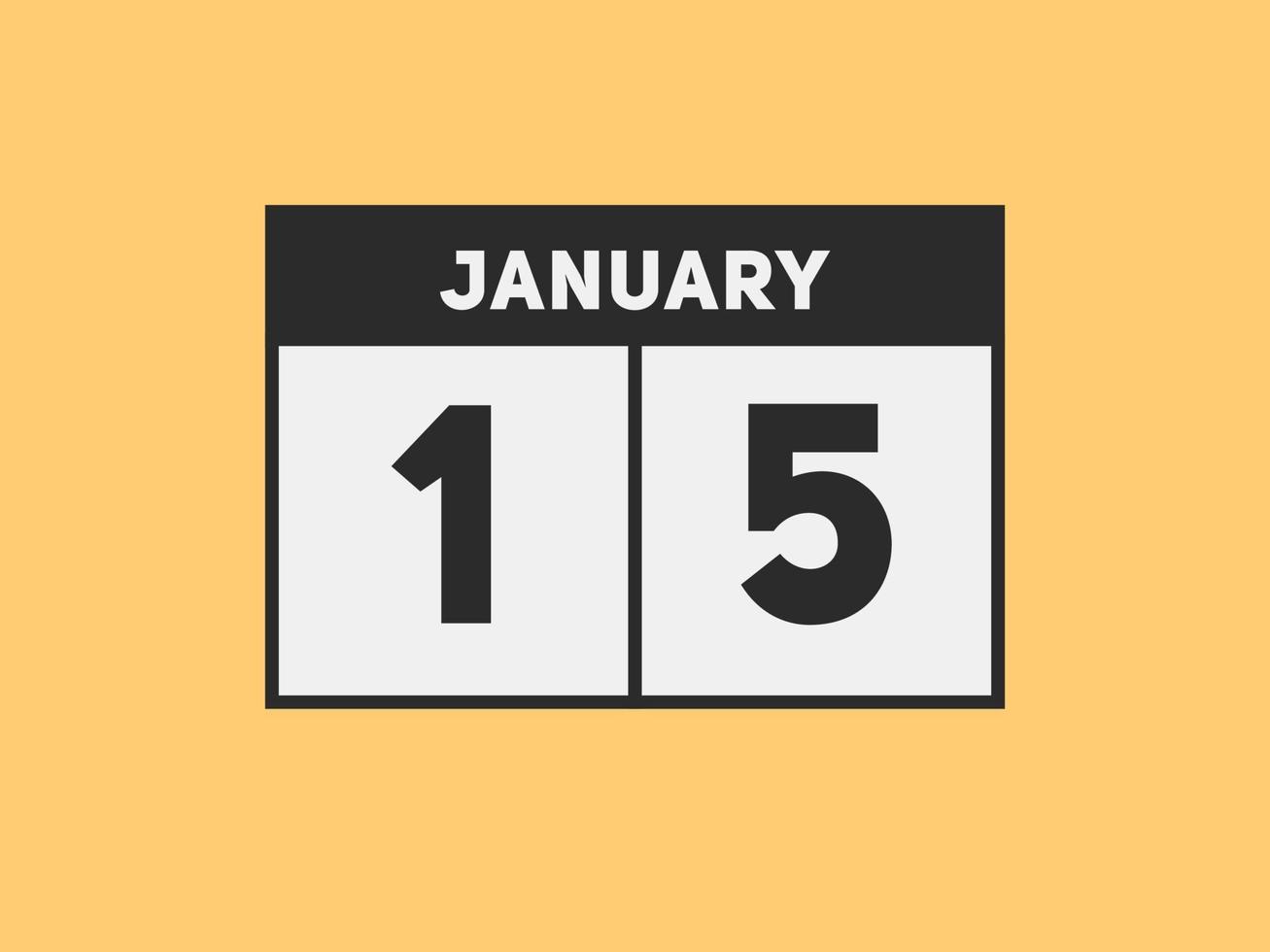 january 15 calendar reminder. 15th january daily calendar icon template. Calendar 15th january icon Design template. Vector illustration