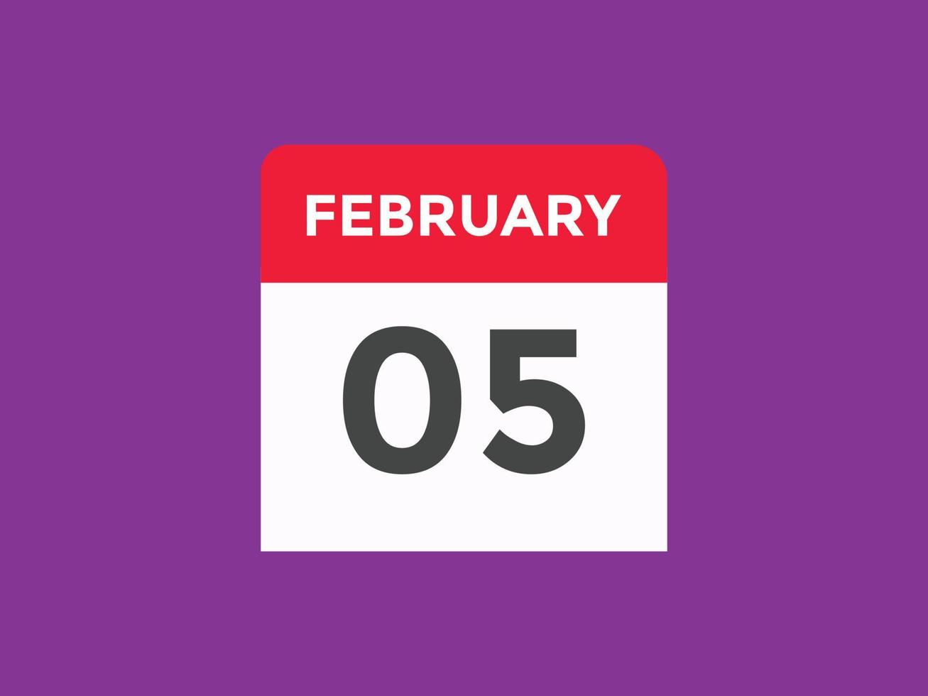 february 5 calendar reminder. 5th february daily calendar icon template. Calendar 5th february icon Design template. Vector illustration