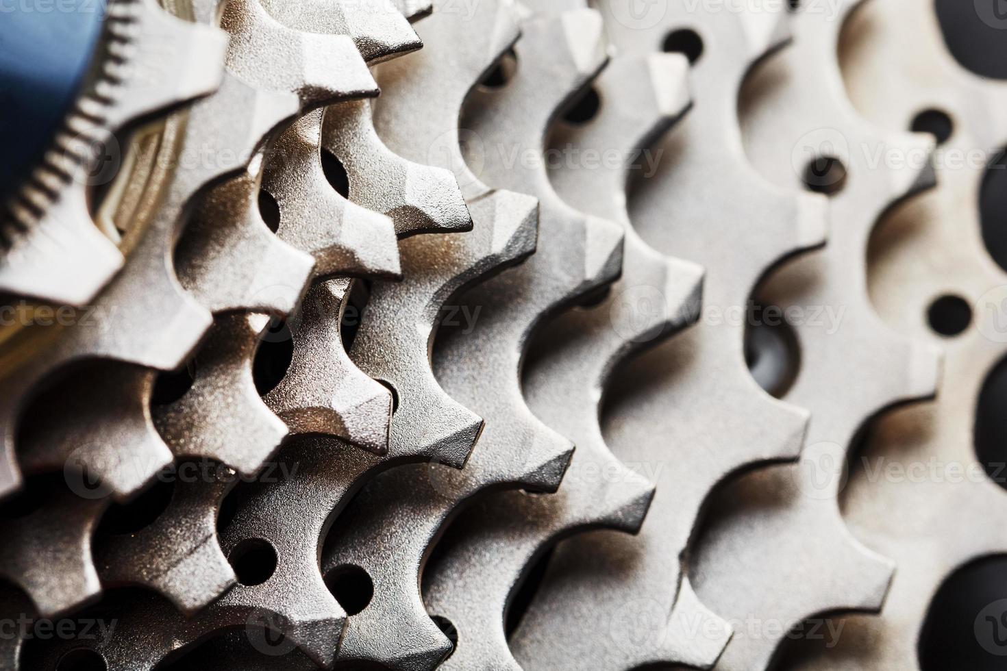 Stars and teeth of a bicycle cassette close-up photo