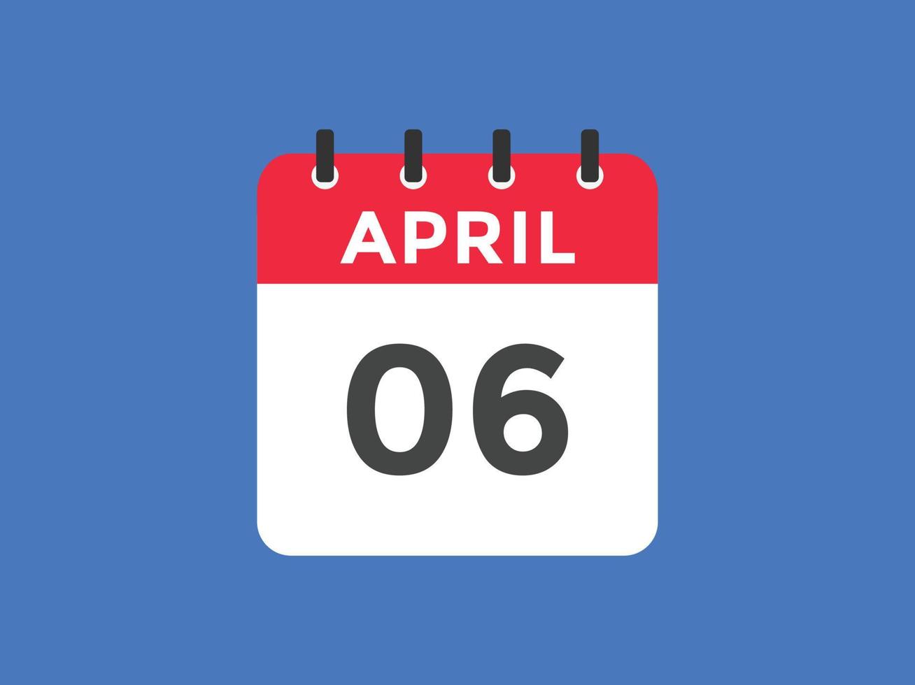 april 6 calendar reminder. 6th april daily calendar icon template. Calendar 6th april icon Design template. Vector illustration