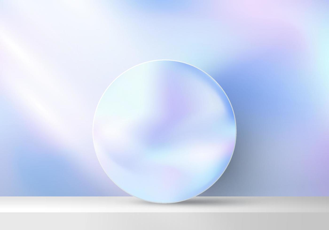 3D stage and circle holographic color backdrop and lighting on holographic scene background vector