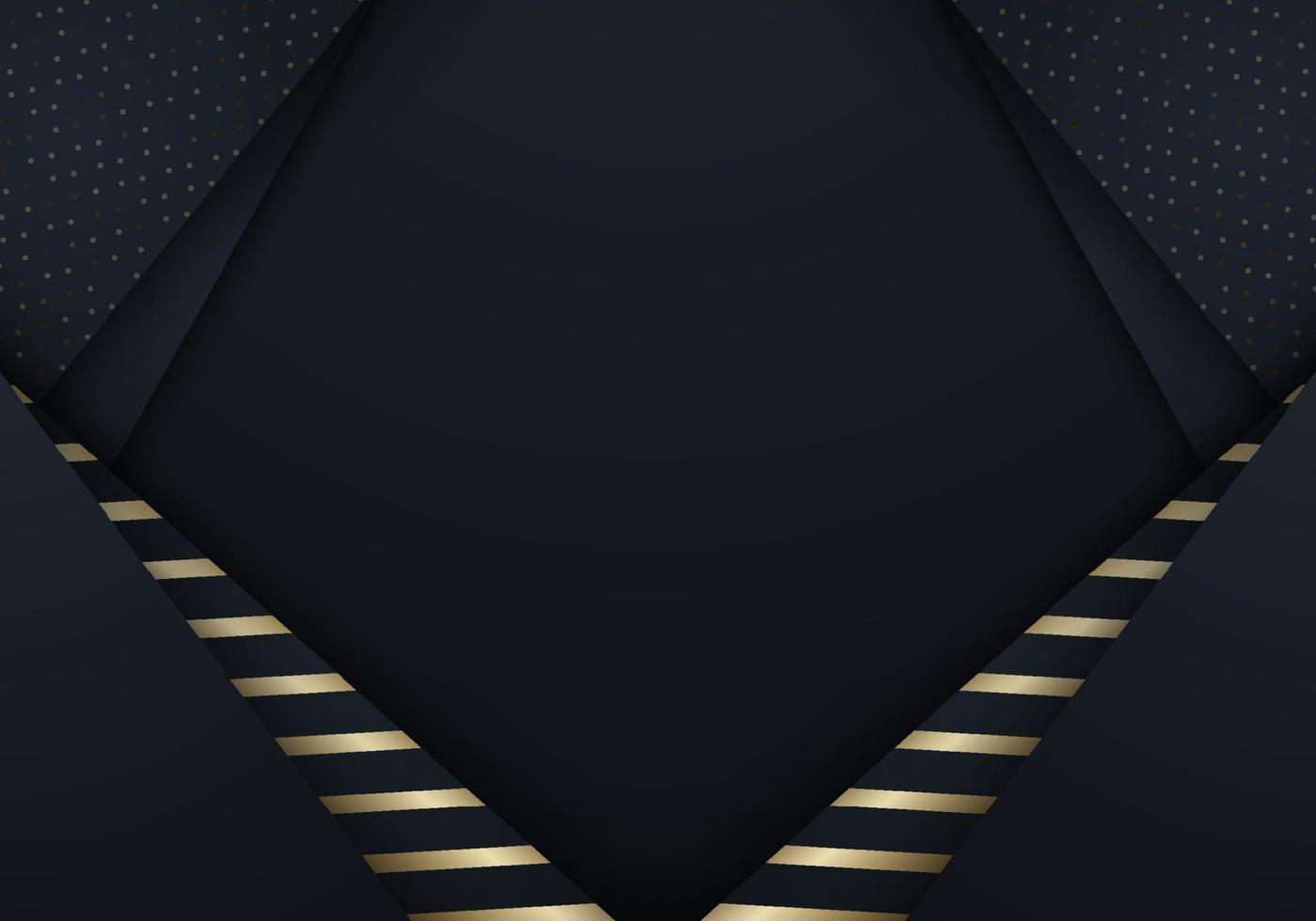 3D elegant template abstract background black paper art layer with gold stripes pattern. vector