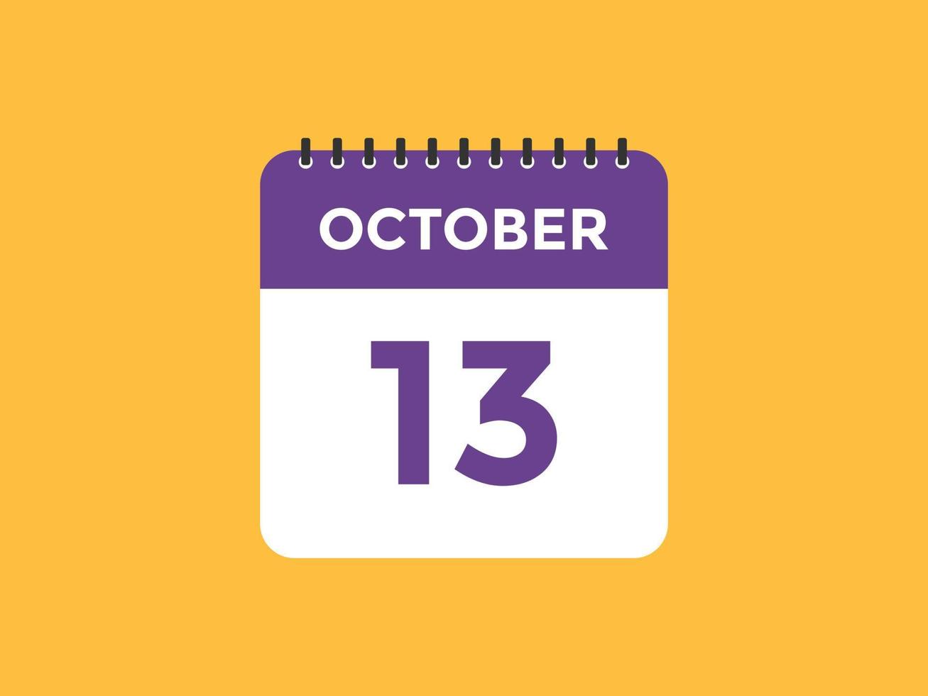 october 13 calendar reminder. 13th october daily calendar icon template. Calendar 13th october icon Design template. Vector illustration