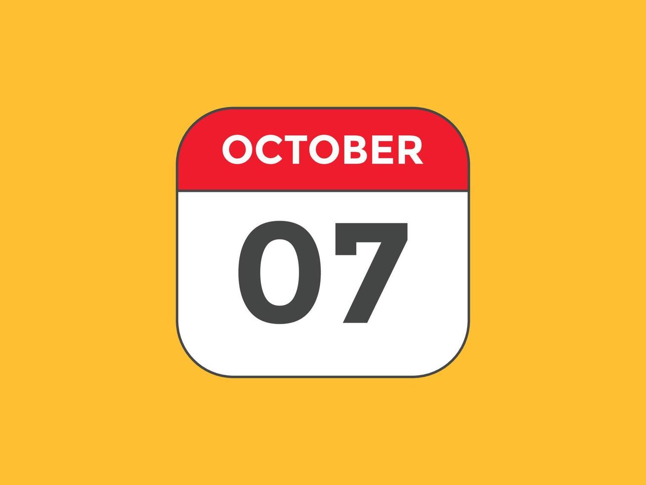 october 7 calendar reminder. 7th october daily calendar icon template. Calendar 7th october icon Design template. Vector illustration