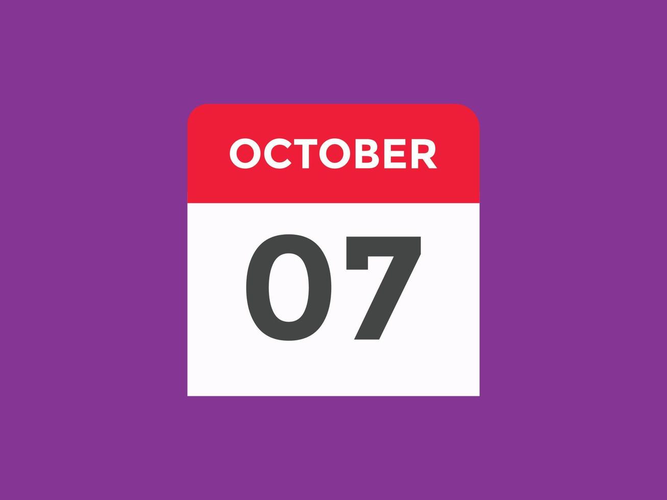 october 7 calendar reminder. 7th october daily calendar icon template. Calendar 7th october icon Design template. Vector illustration