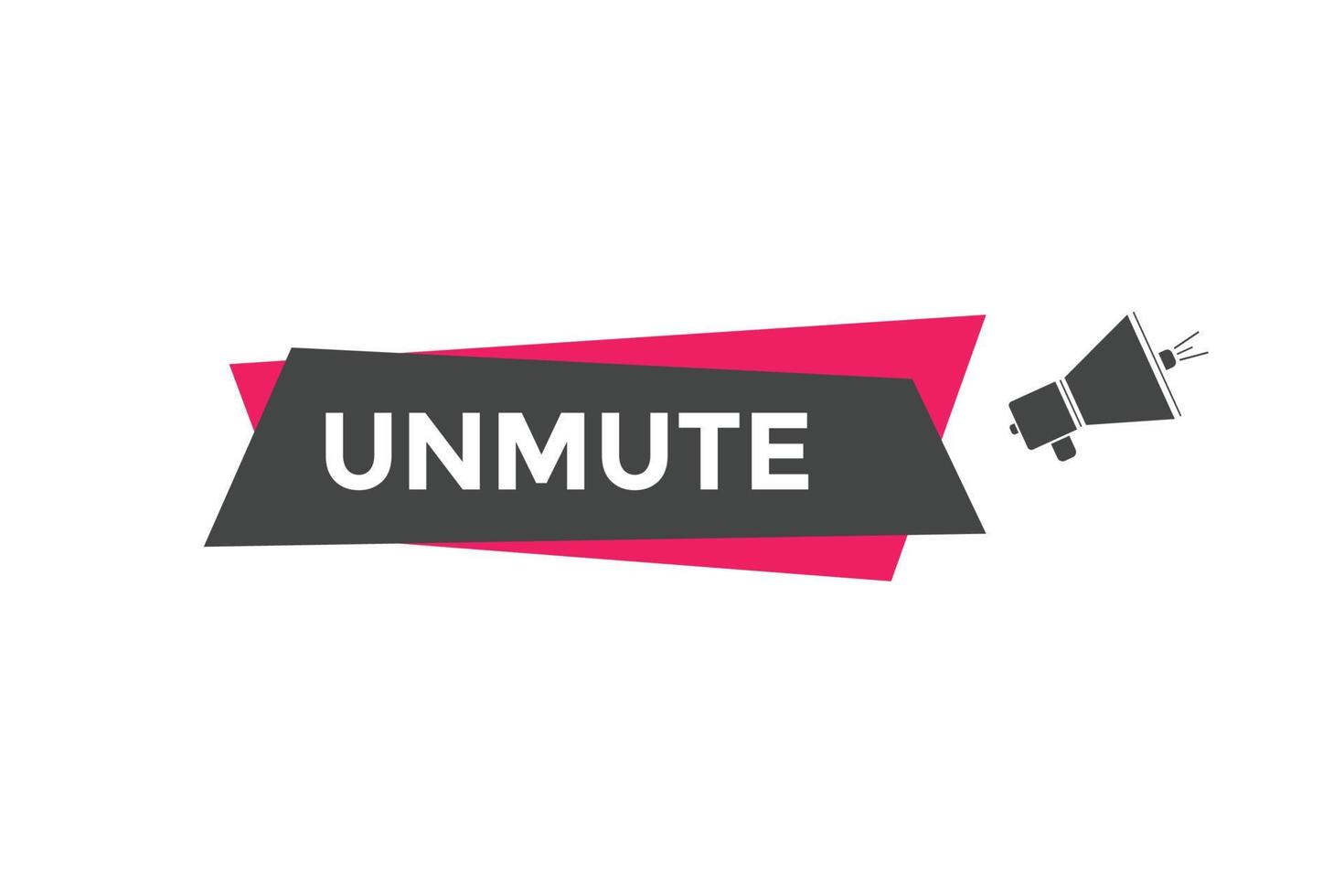unmute text button. speech bubble. unmute Colorful web banner. vector
