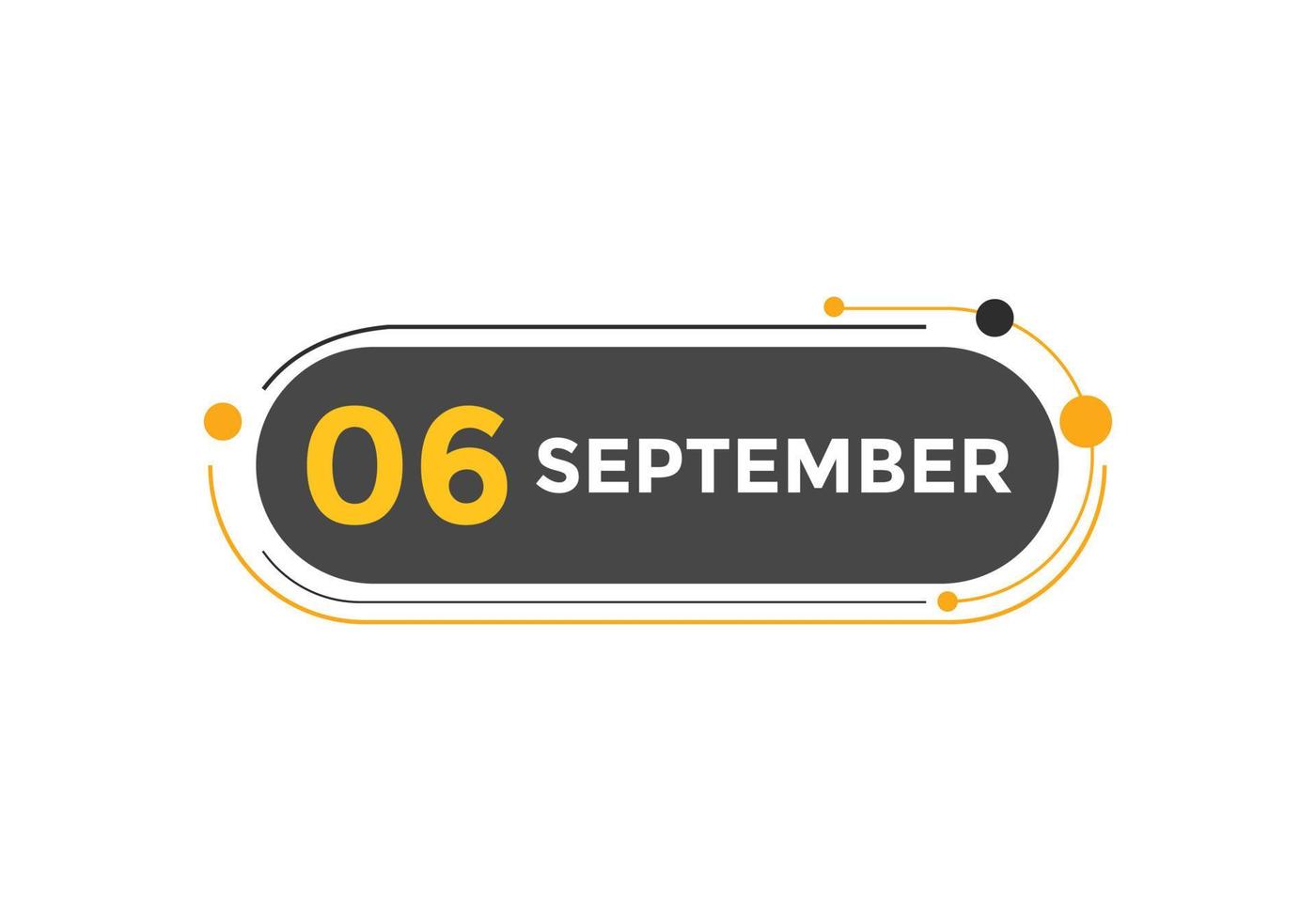 september 6 calendar reminder. 6th september daily calendar icon template. Calendar 6th september icon Design template. Vector illustration