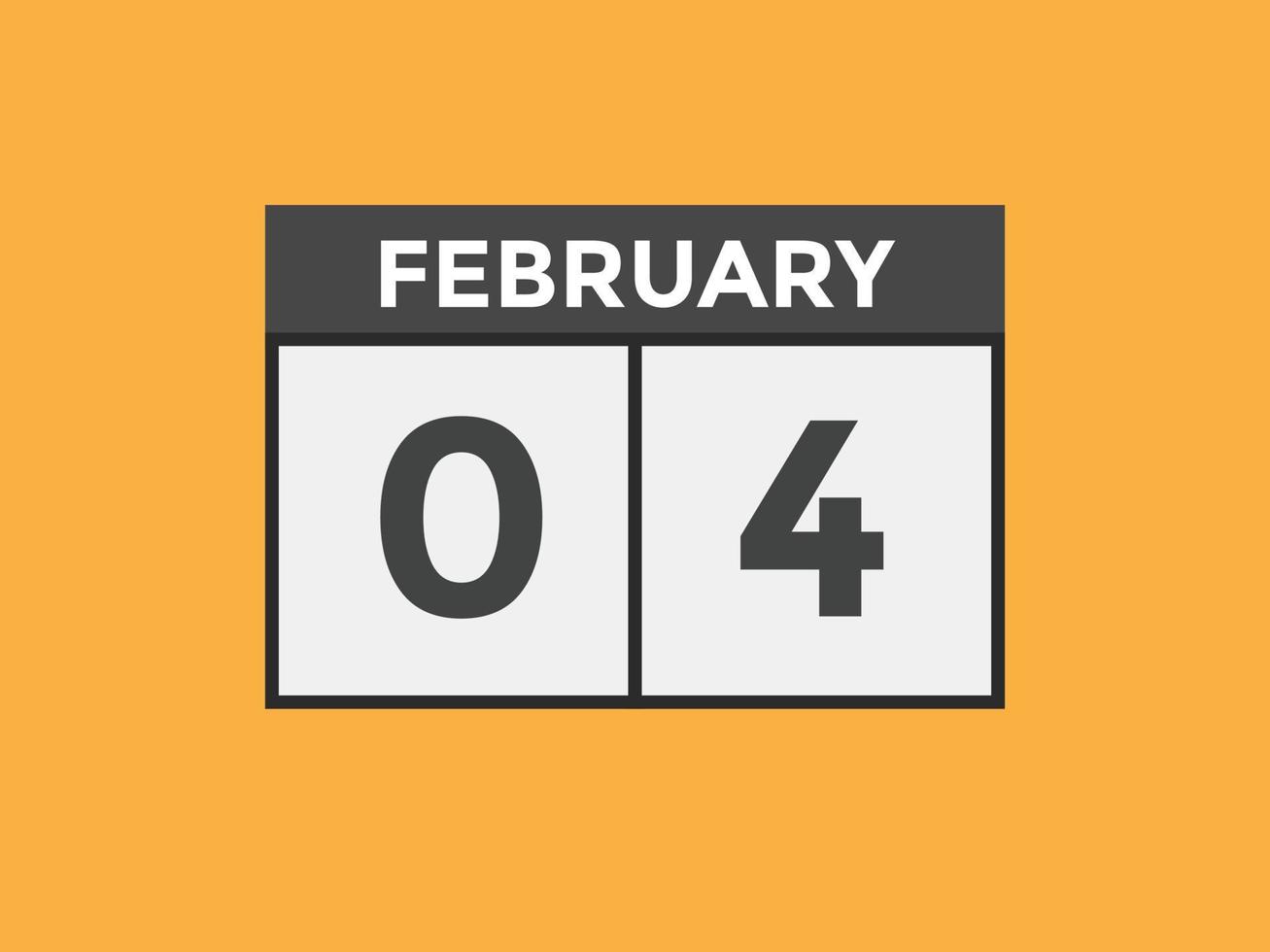 february 4 calendar reminder. 4th february daily calendar icon template. Calendar 4th february icon Design template. Vector illustration