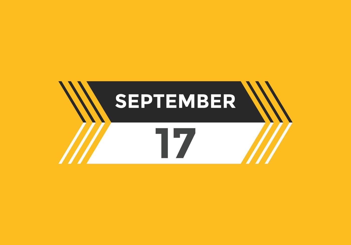 september 17 calendar reminder. 17th september daily calendar icon template. Calendar 17th september icon Design template. Vector illustration