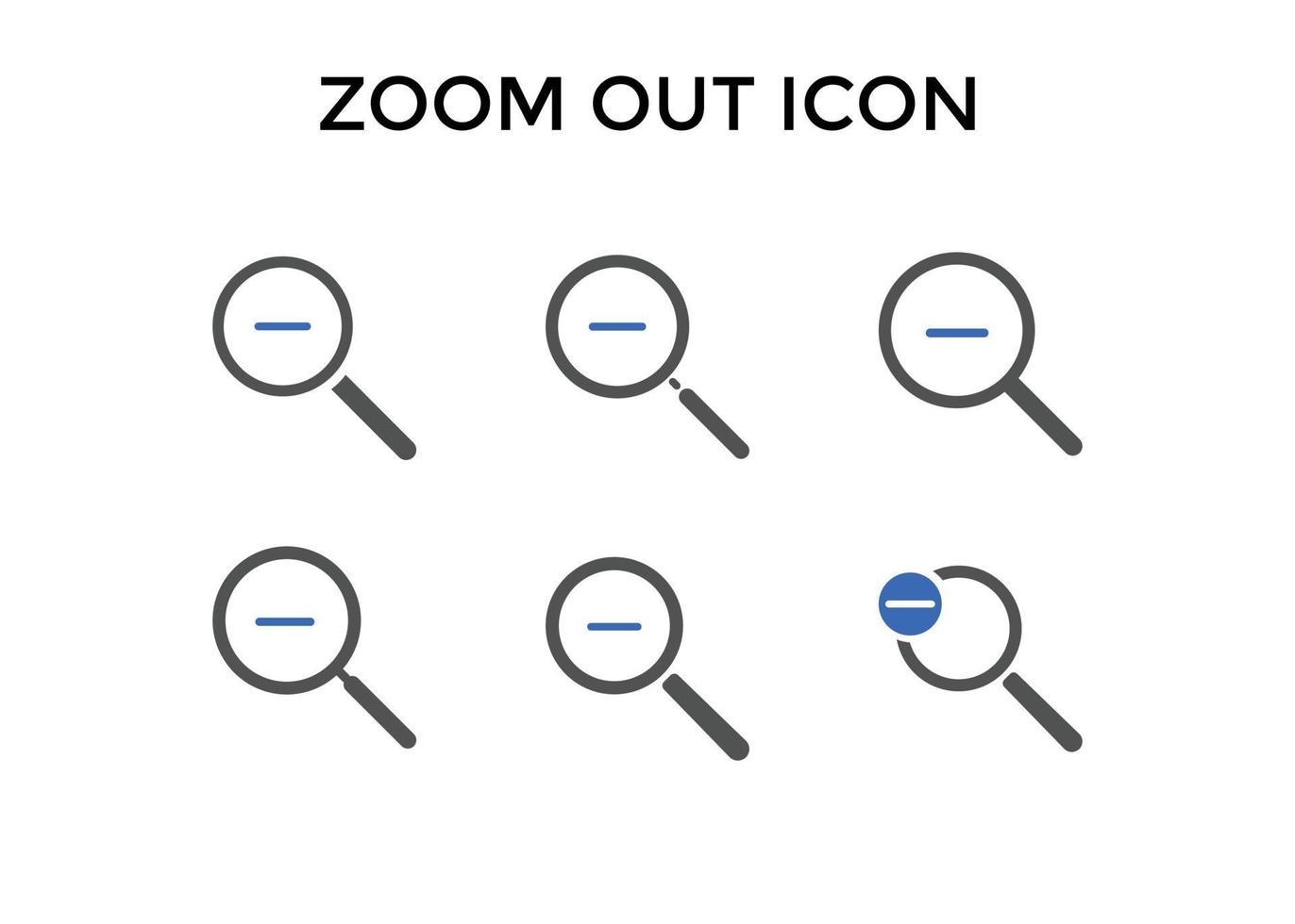 Set of zoom out icons. Magnifying glass zoom out sign. Used for SEO or websites vector