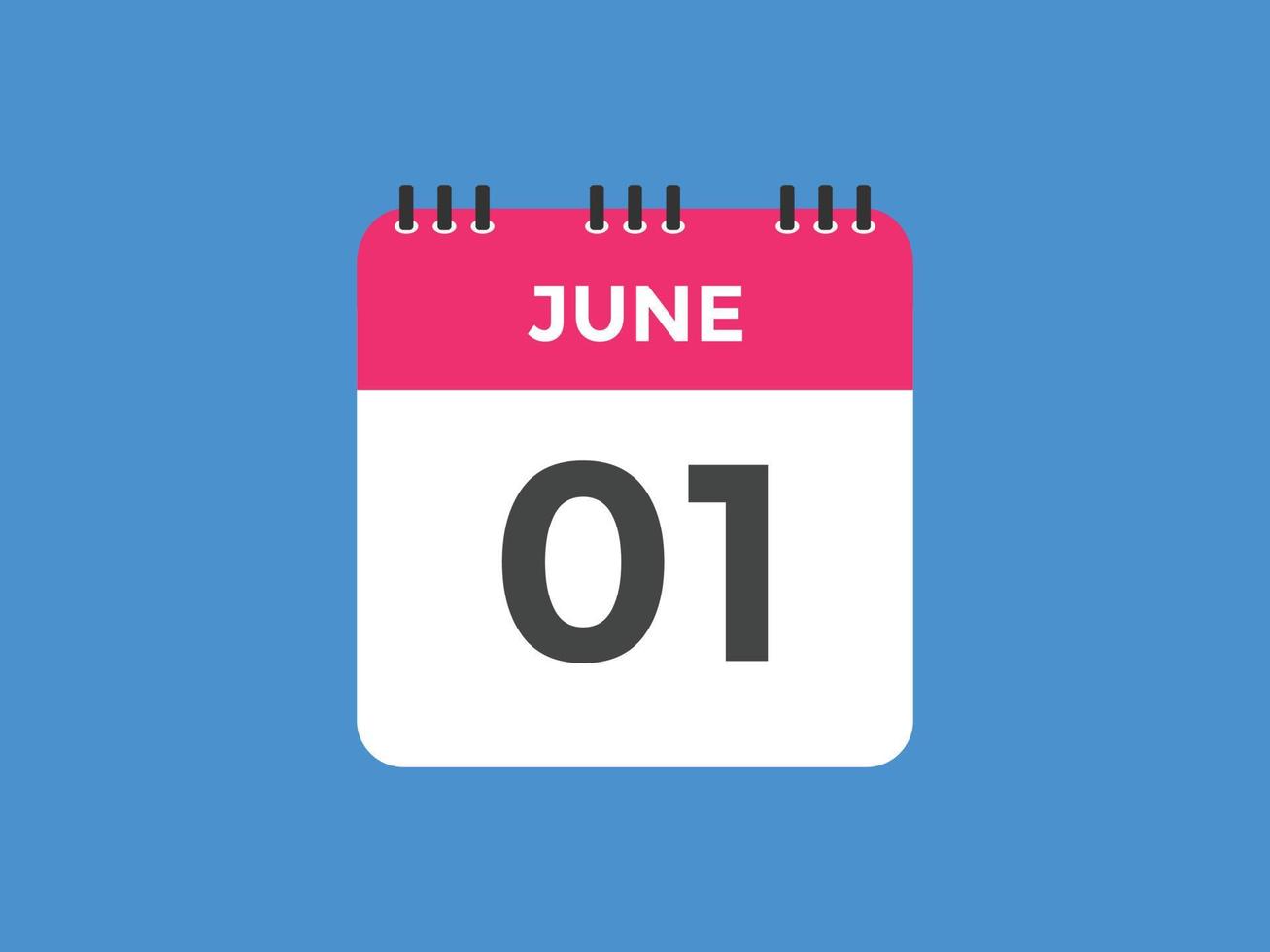 june 1 calendar reminder. 1st june daily calendar icon template. Calendar 1st june icon Design template. Vector illustration