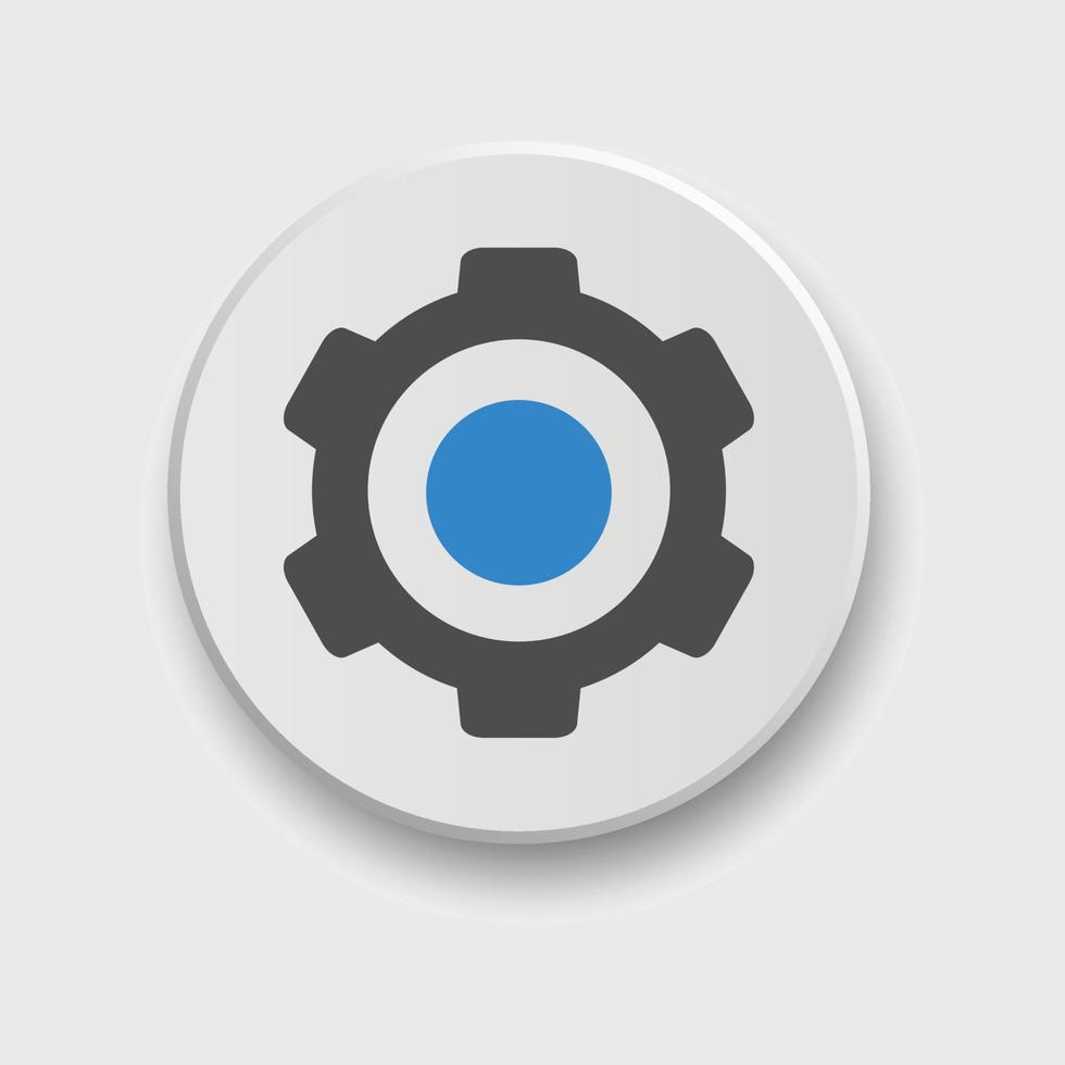 Setting icon for apps or web interface with button. Set of settings, Gear, Cog icon vector with button. Sign flat style setting or gear with button