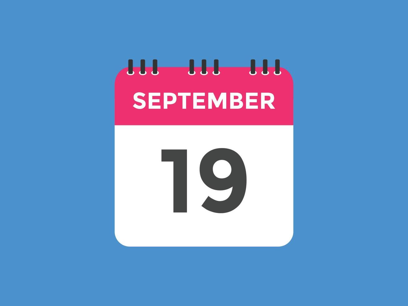 september 19 calendar reminder. 19th september daily calendar icon template. Calendar 19th september icon Design template. Vector illustration