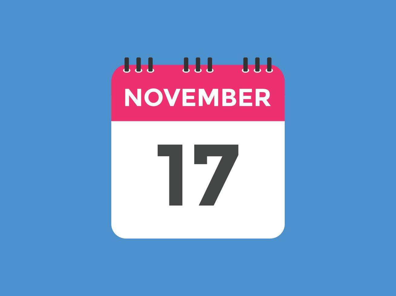 november 17 calendar reminder. 17th november daily calendar icon