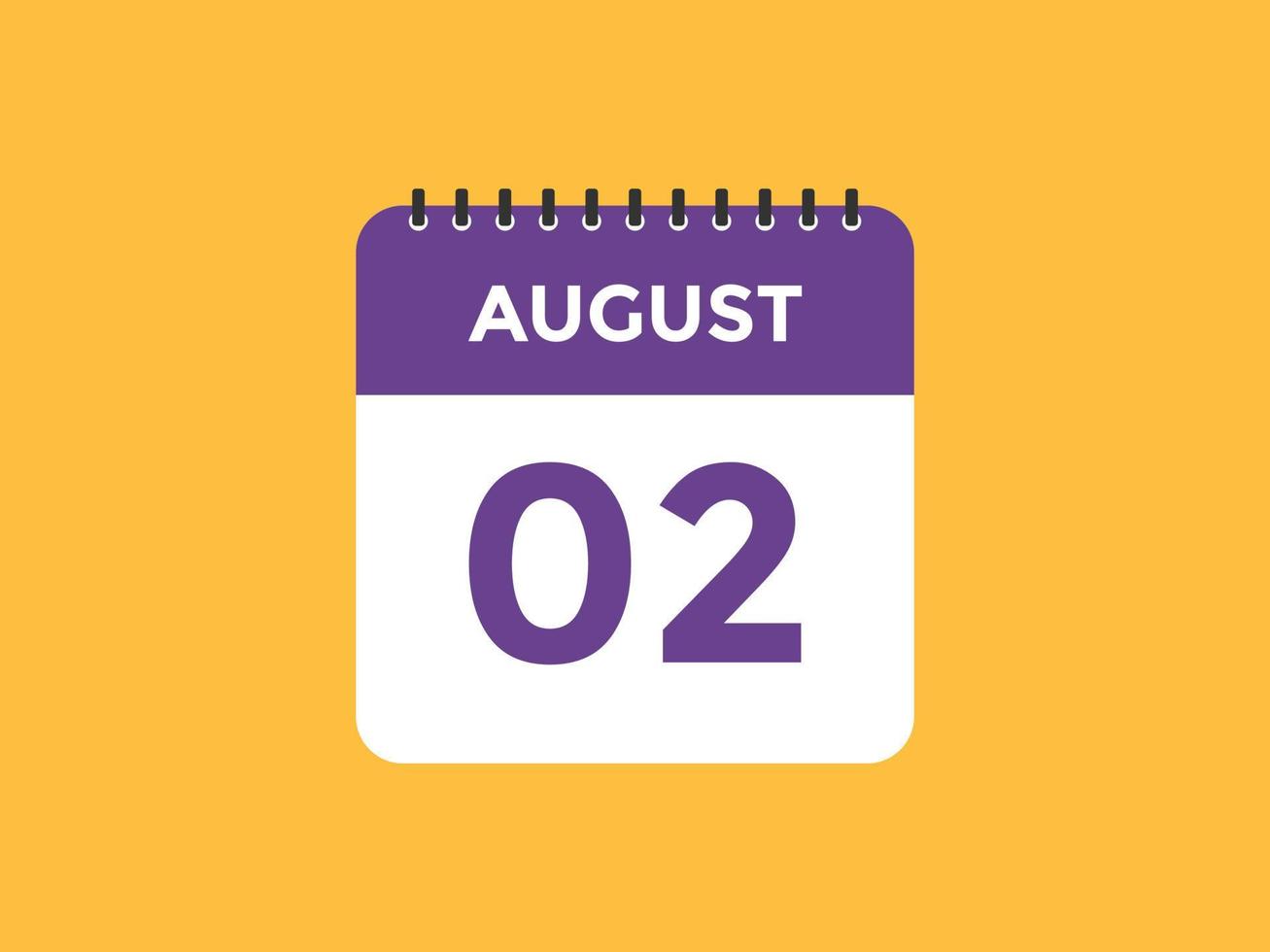 august 2 calendar reminder. 2nd august daily calendar icon template. Calendar 2nd august icon Design template. Vector illustration