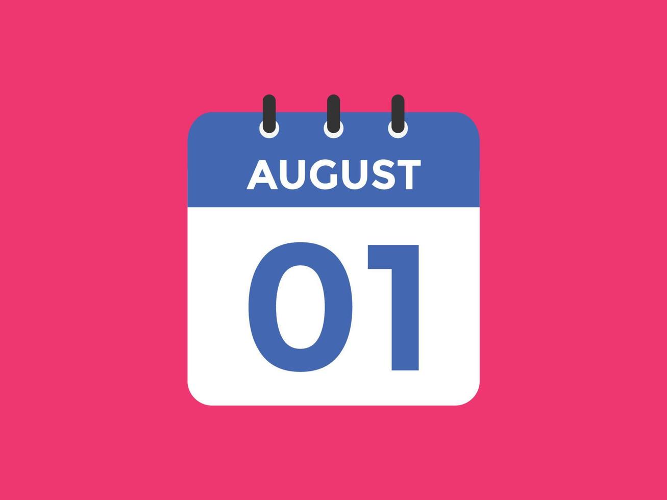 august 1 calendar reminder. 1st august daily calendar icon template. Calendar 1st august icon Design template. Vector illustration