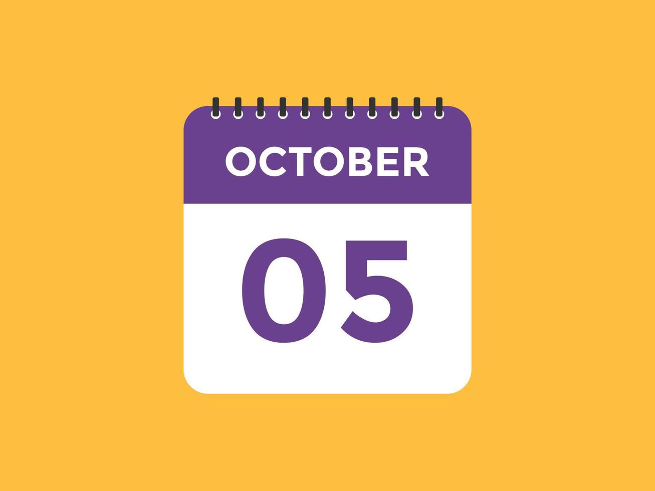 october 5 calendar reminder. 5th october daily calendar icon template. Calendar 5th october icon Design template. Vector illustration