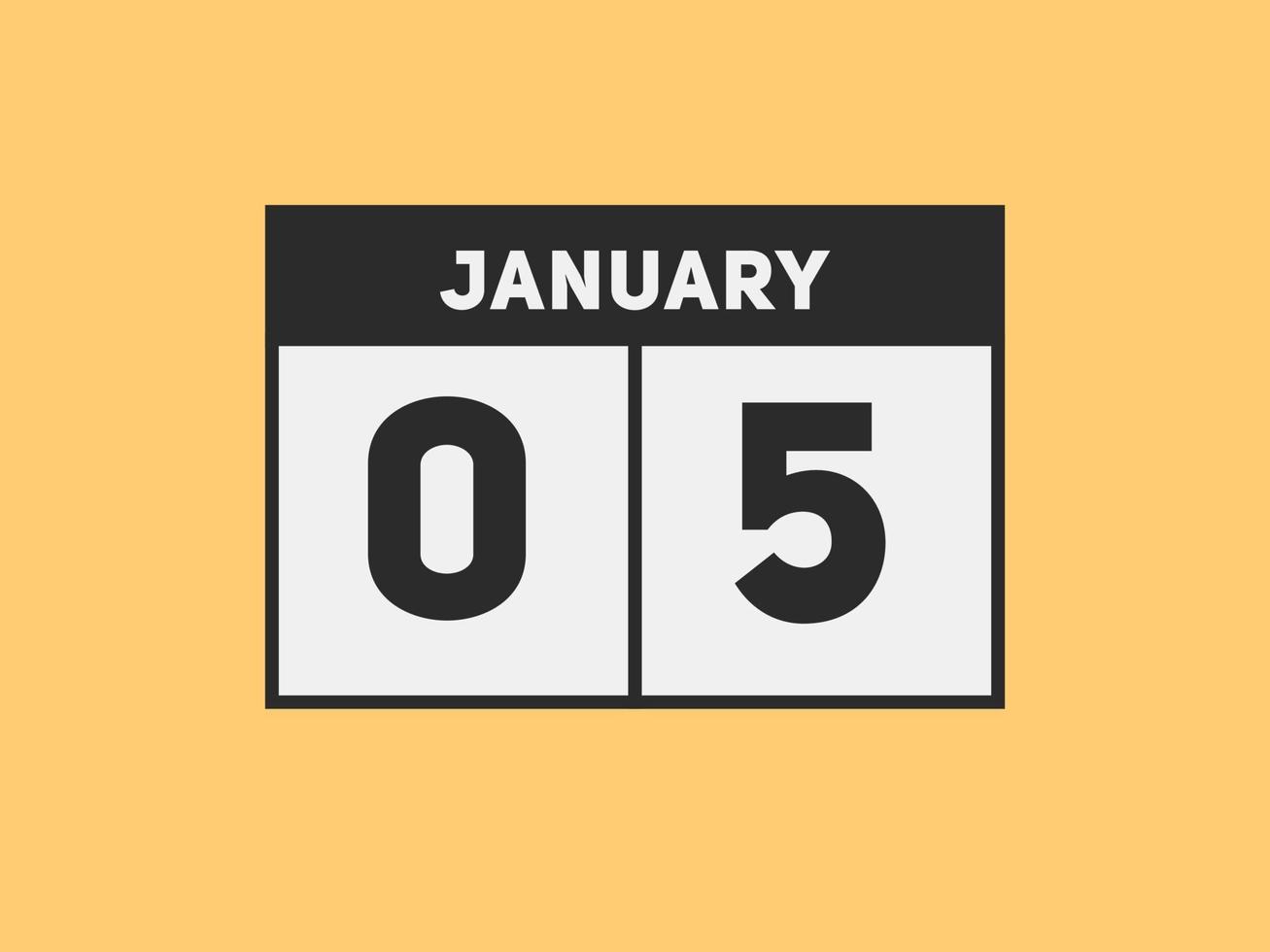 january 5 calendar reminder. 5th january daily calendar icon template. Calendar 5th january icon Design template. Vector illustration