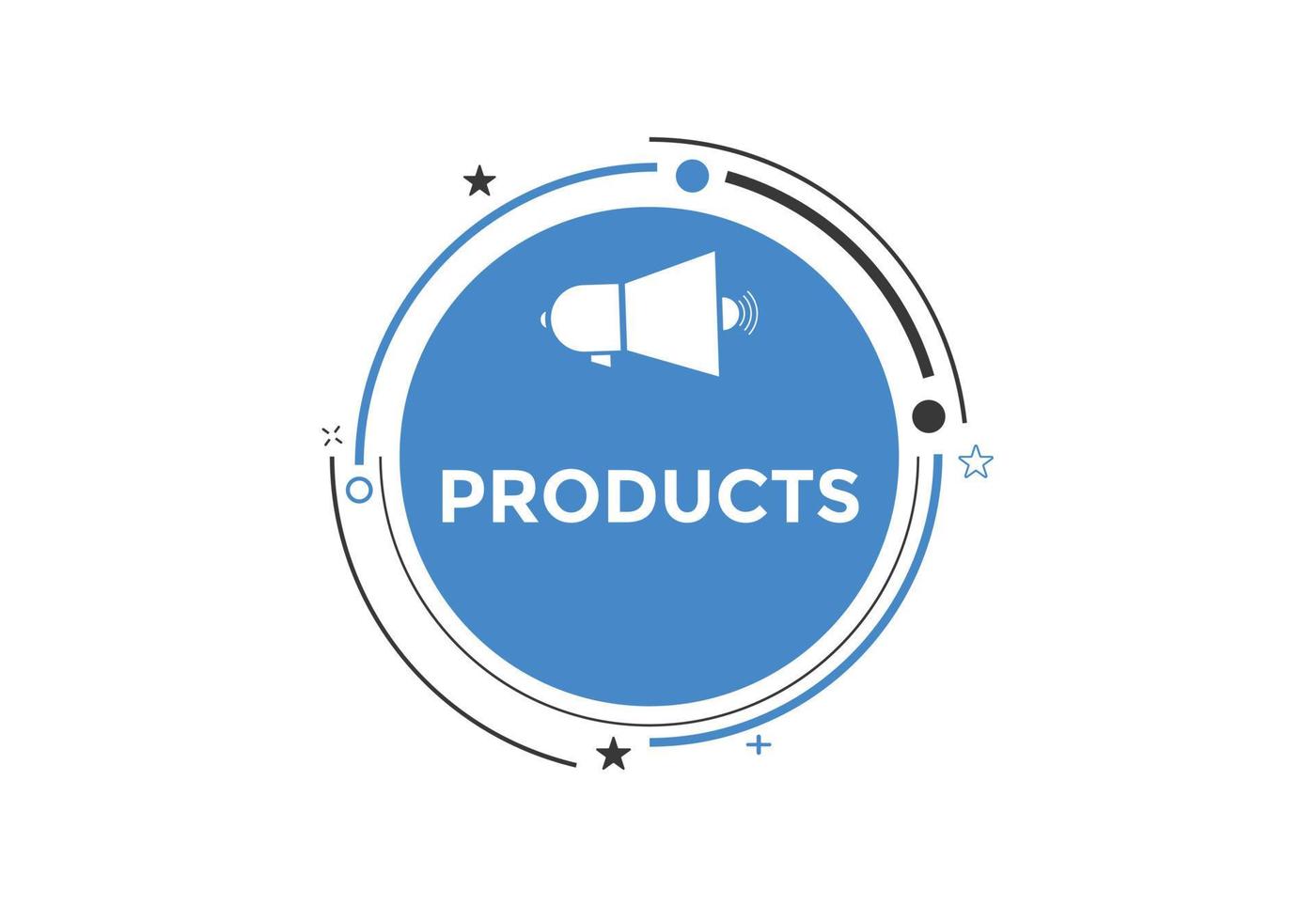 products button. speech bubble. products Colorful web banner. vector illustration