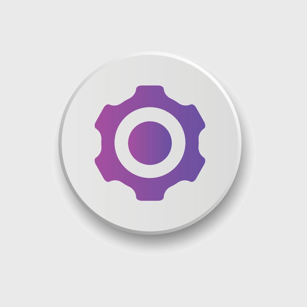 Setting icon for apps or web interface with button. Set of settings, Gear, Cog icon vector with button. Sign flat style setting or gear with button