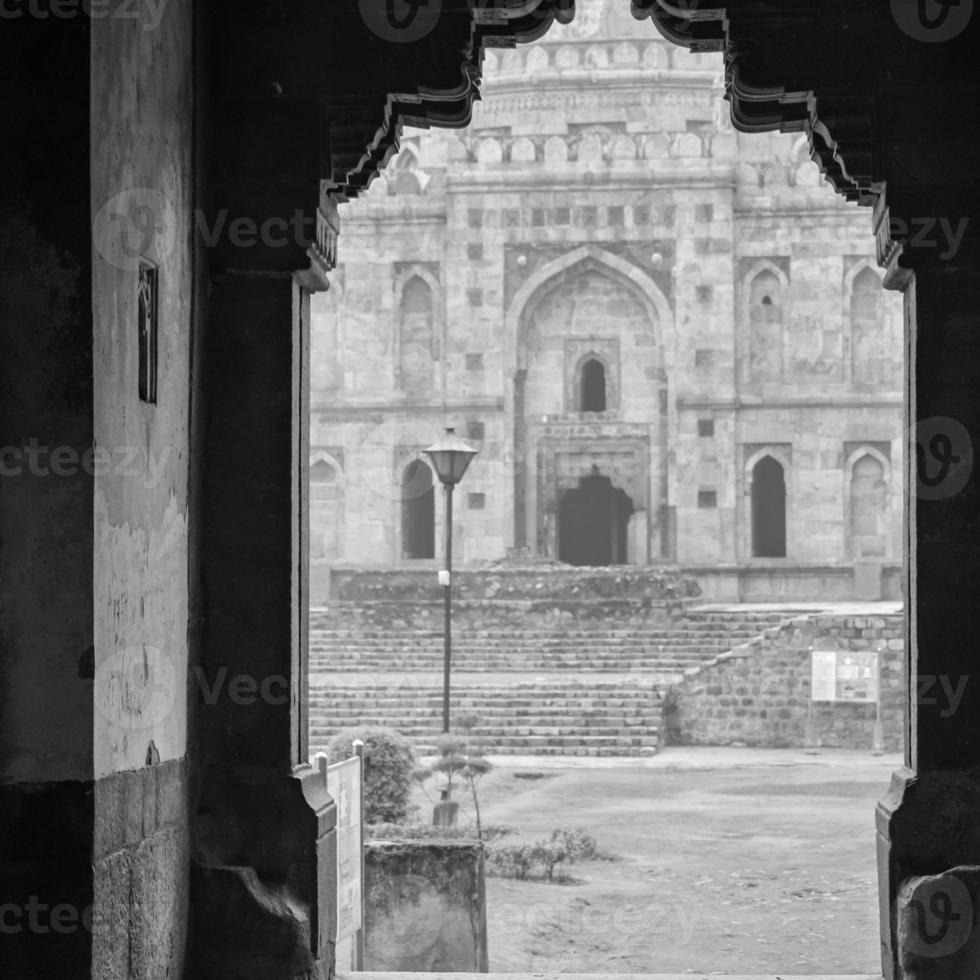 Mughal Architecture inside Lodhi Gardens, Delhi, India, Beautiful Architecture Inside the The Three-domed mosque in Lodhi Garden is said to be the Friday mosque for Friday prayer, Lodhi Garden Tomb photo