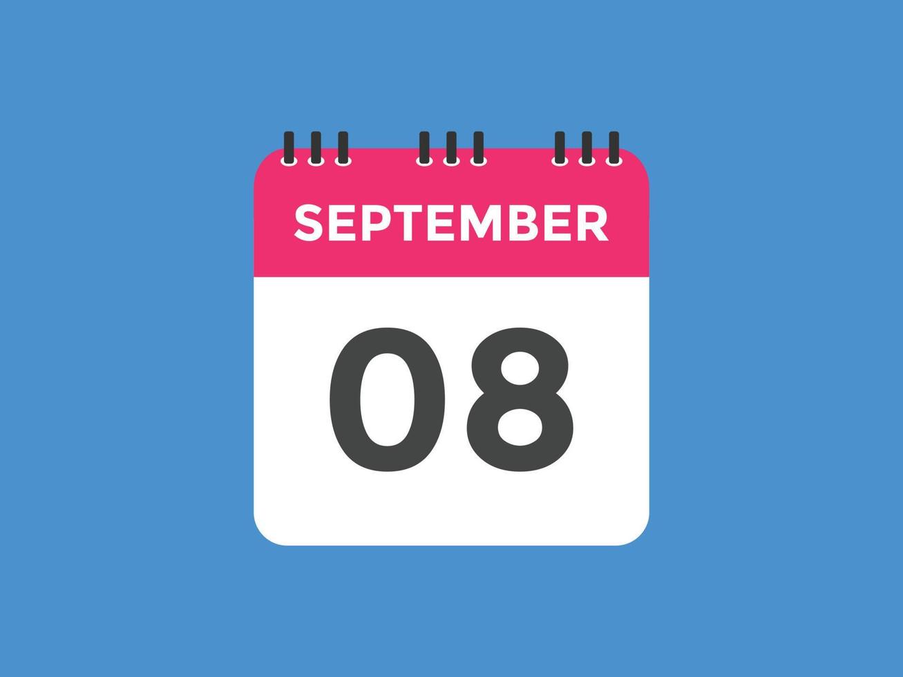 Recordatorio del calendario del 8 de septiembre. Plantilla de icono de calendario diario del 8 de septiembre. plantilla de diseño de icono de calendario 8 de septiembre. ilustración vectorial vector