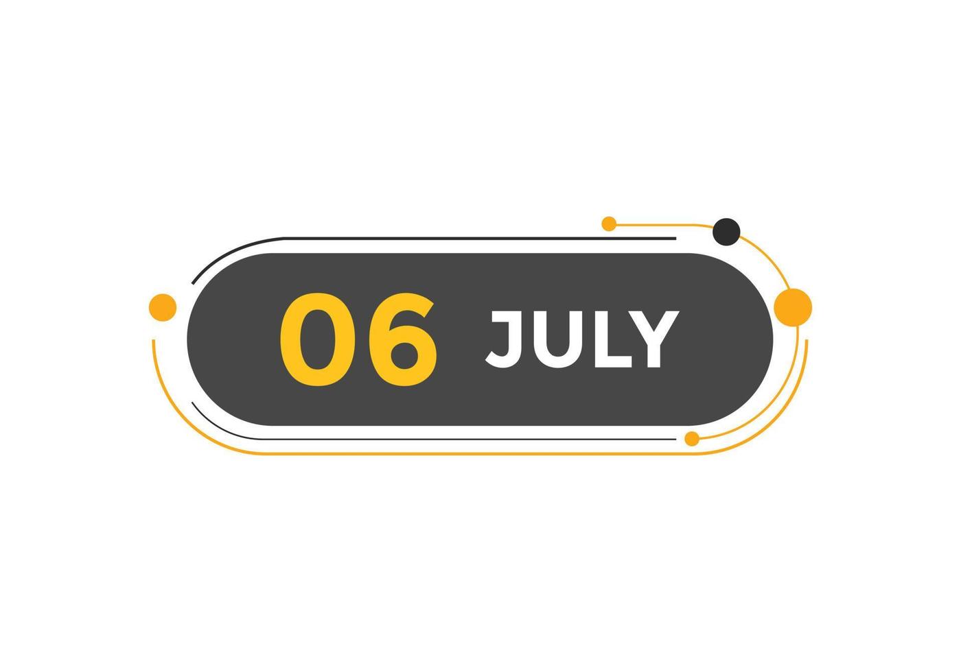 july 6 calendar reminder. 6th july daily calendar icon template. Calendar 6th july icon Design template. Vector illustration