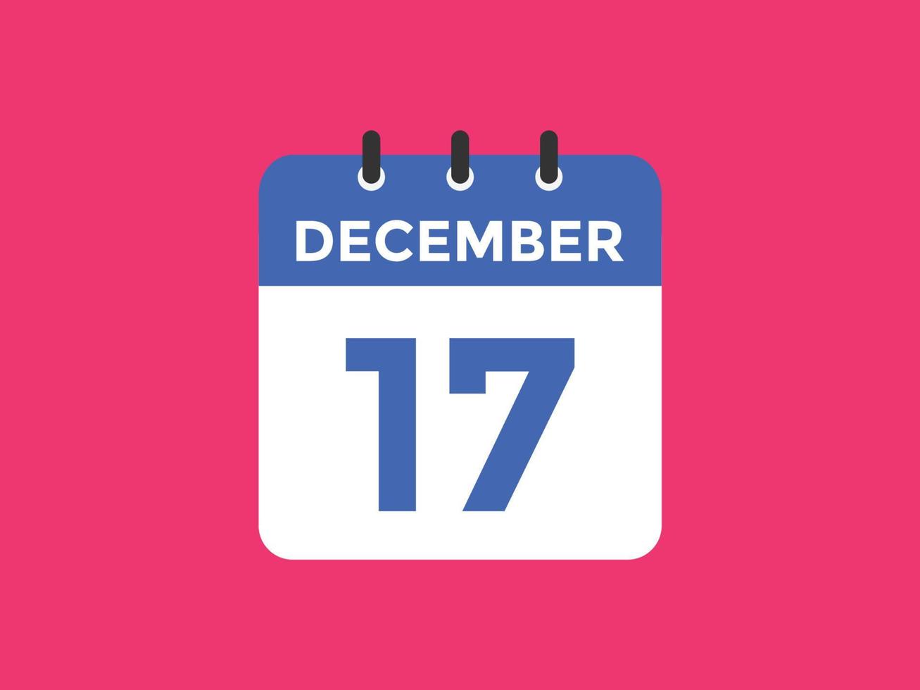 december 17 calendar reminder. 17th december daily calendar icon