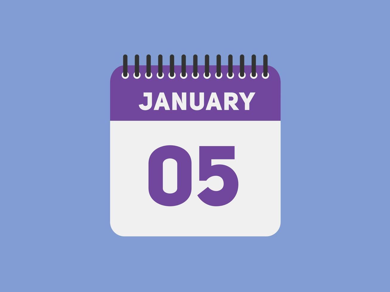 january 5 calendar reminder. 5th january daily calendar icon template. Calendar 5th january icon Design template. Vector illustration