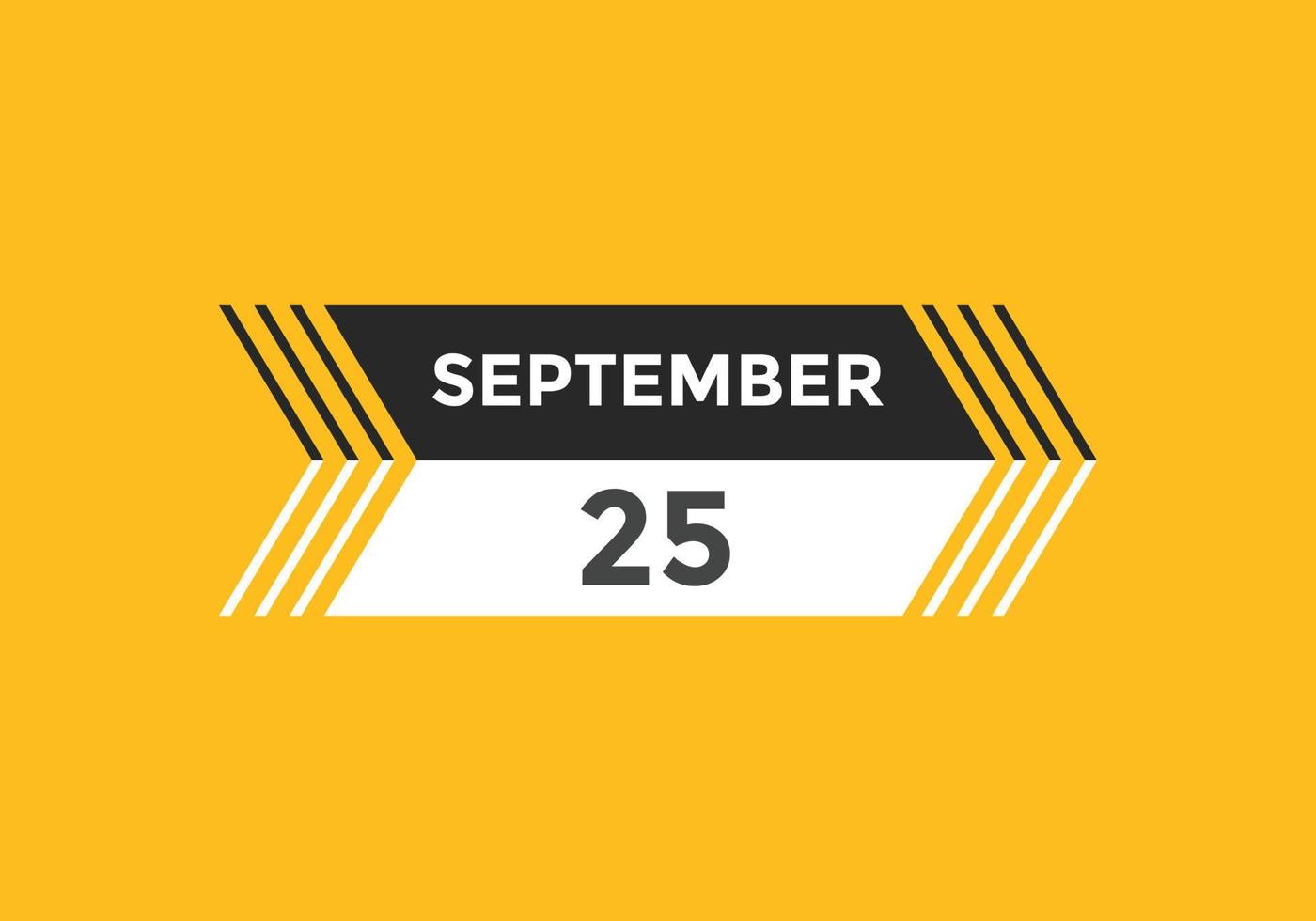 Recordatorio del calendario del 25 de septiembre. Plantilla de icono de calendario diario del 25 de septiembre. plantilla de diseño de icono de calendario 25 de septiembre. ilustración vectorial vector
