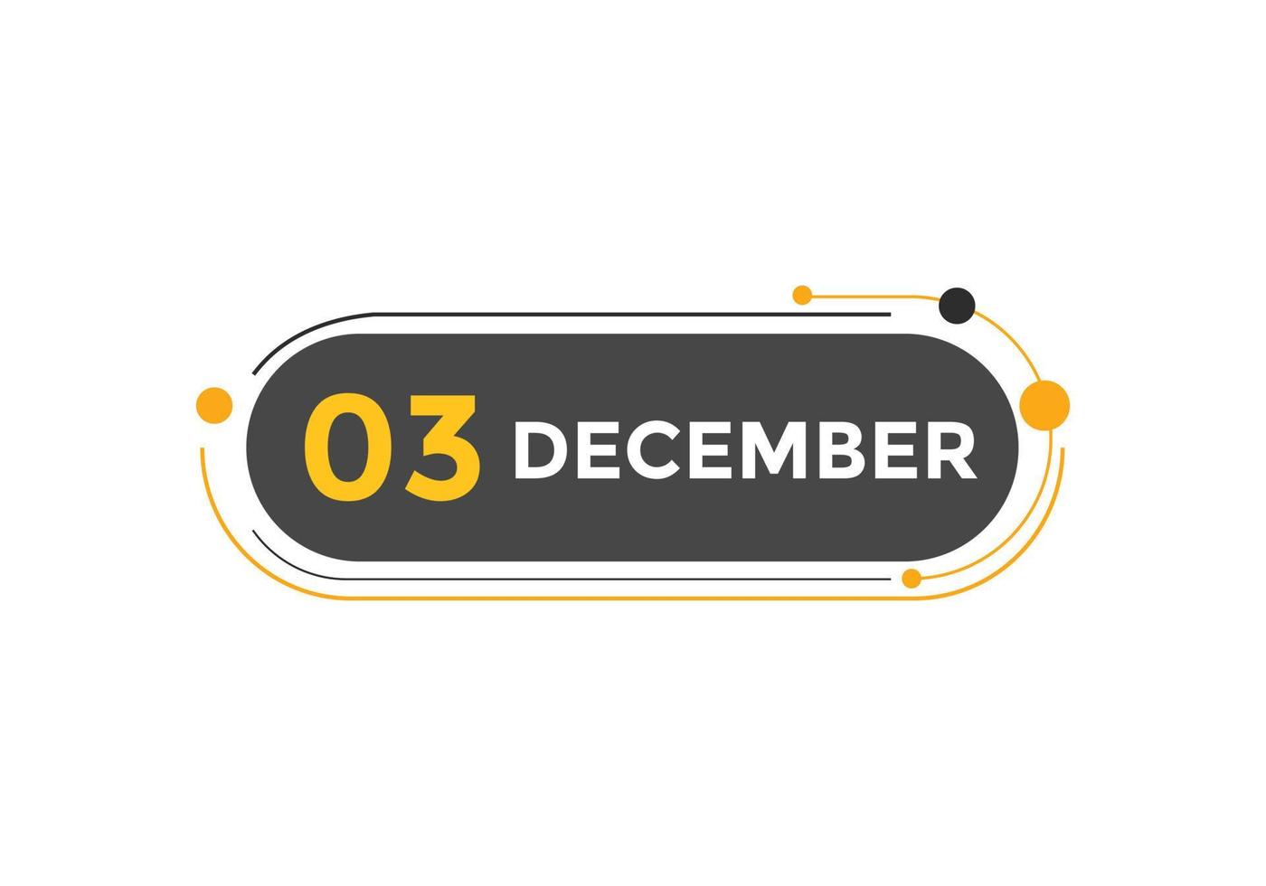 december 3 calendar reminder. 3rd december daily calendar icon template. Calendar 3rd december icon Design template. Vector illustration